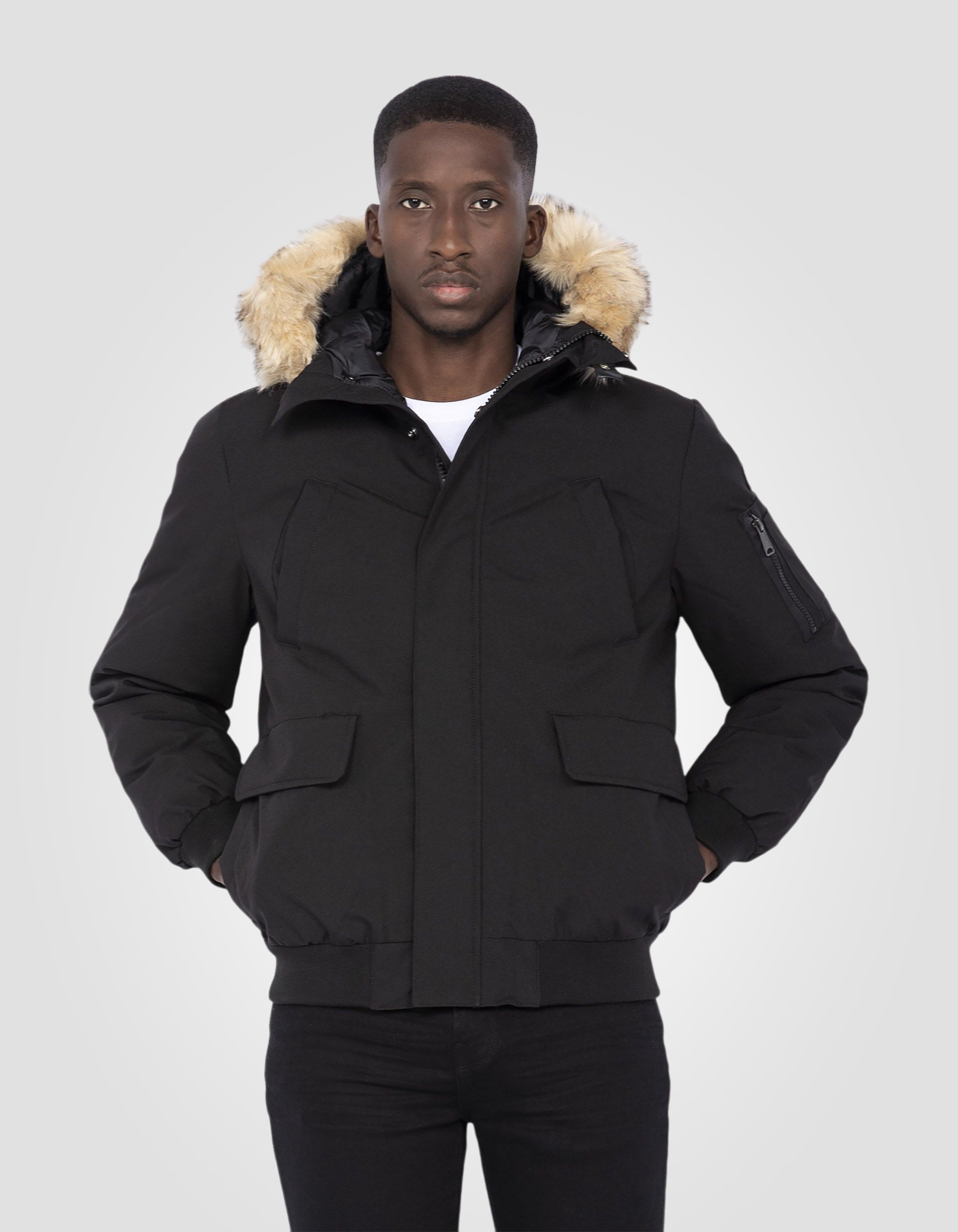 Cold weather hooded jacket with faux fur-3