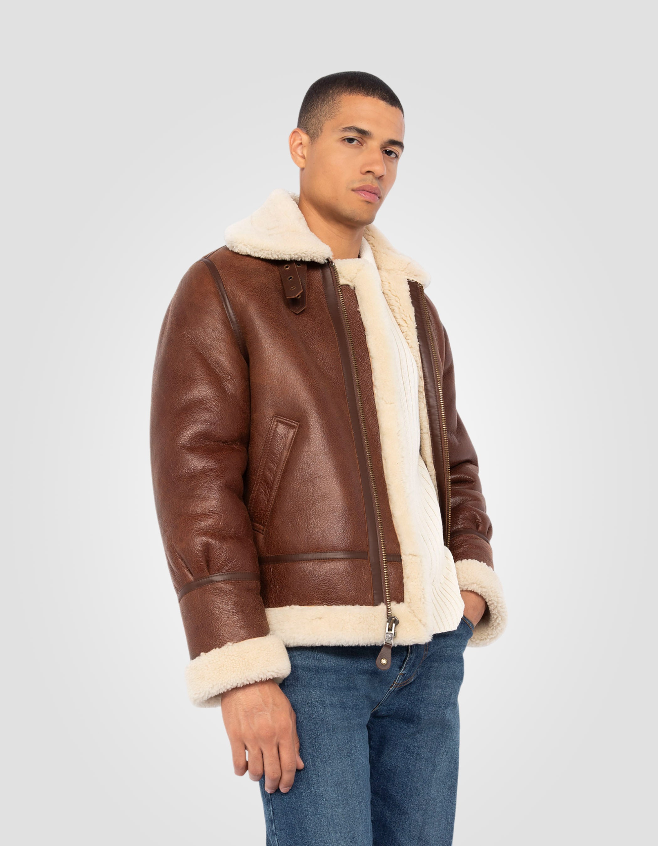 B-3 Bomber jacket, sheepskin leather-4