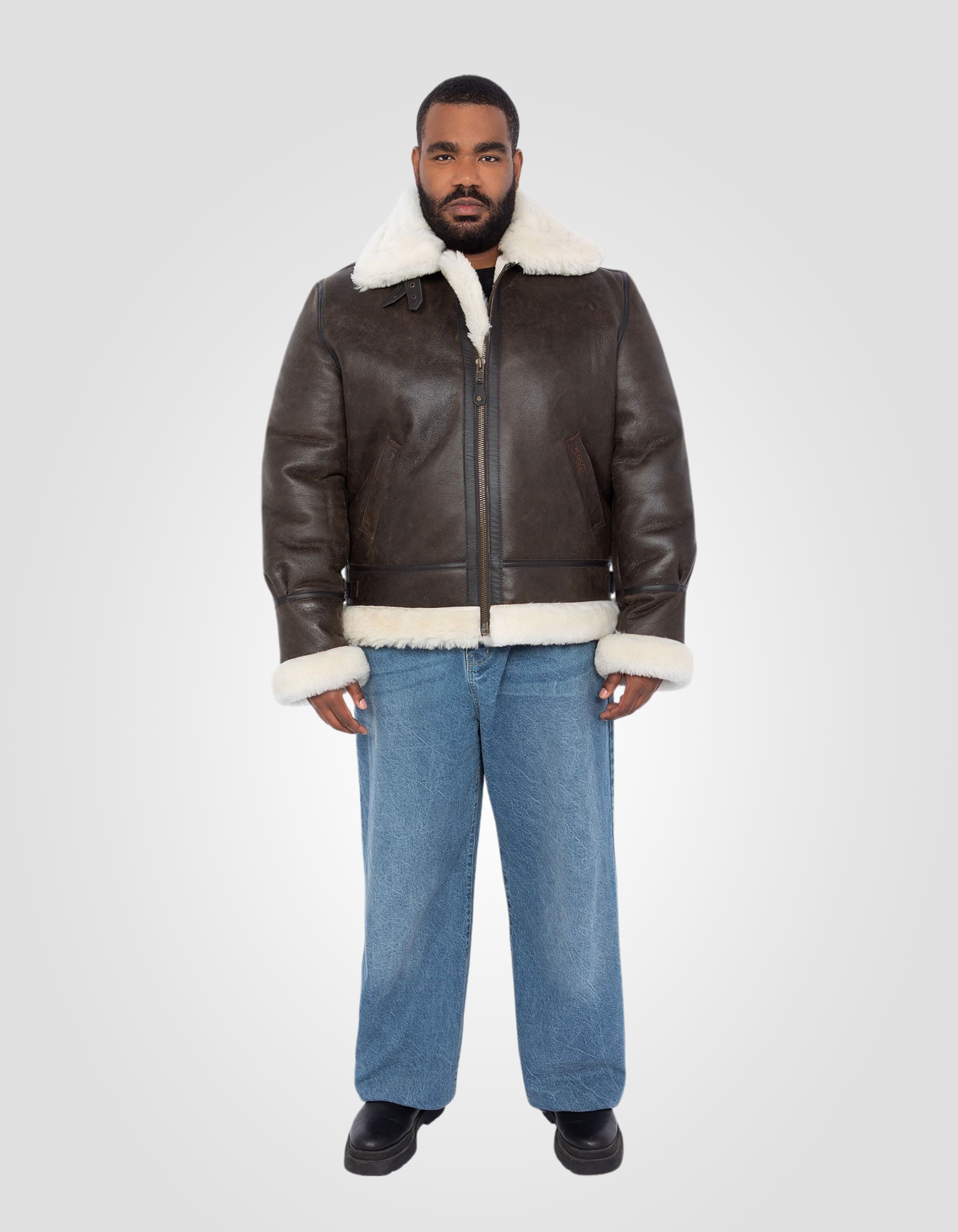 B-3 Bomber jacket, sheepskin leather, Plus size-1