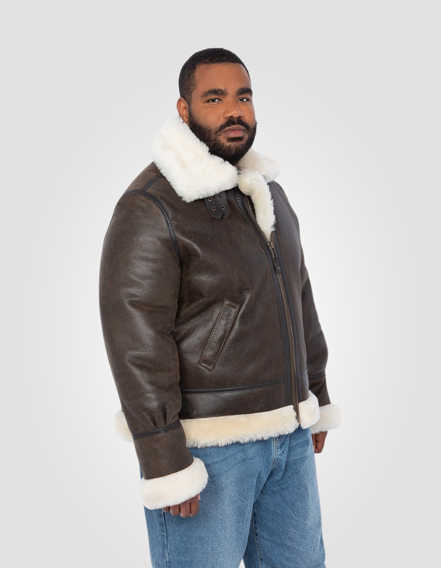 Blouson bombardier B-3, cuir de mouton, Grande taille