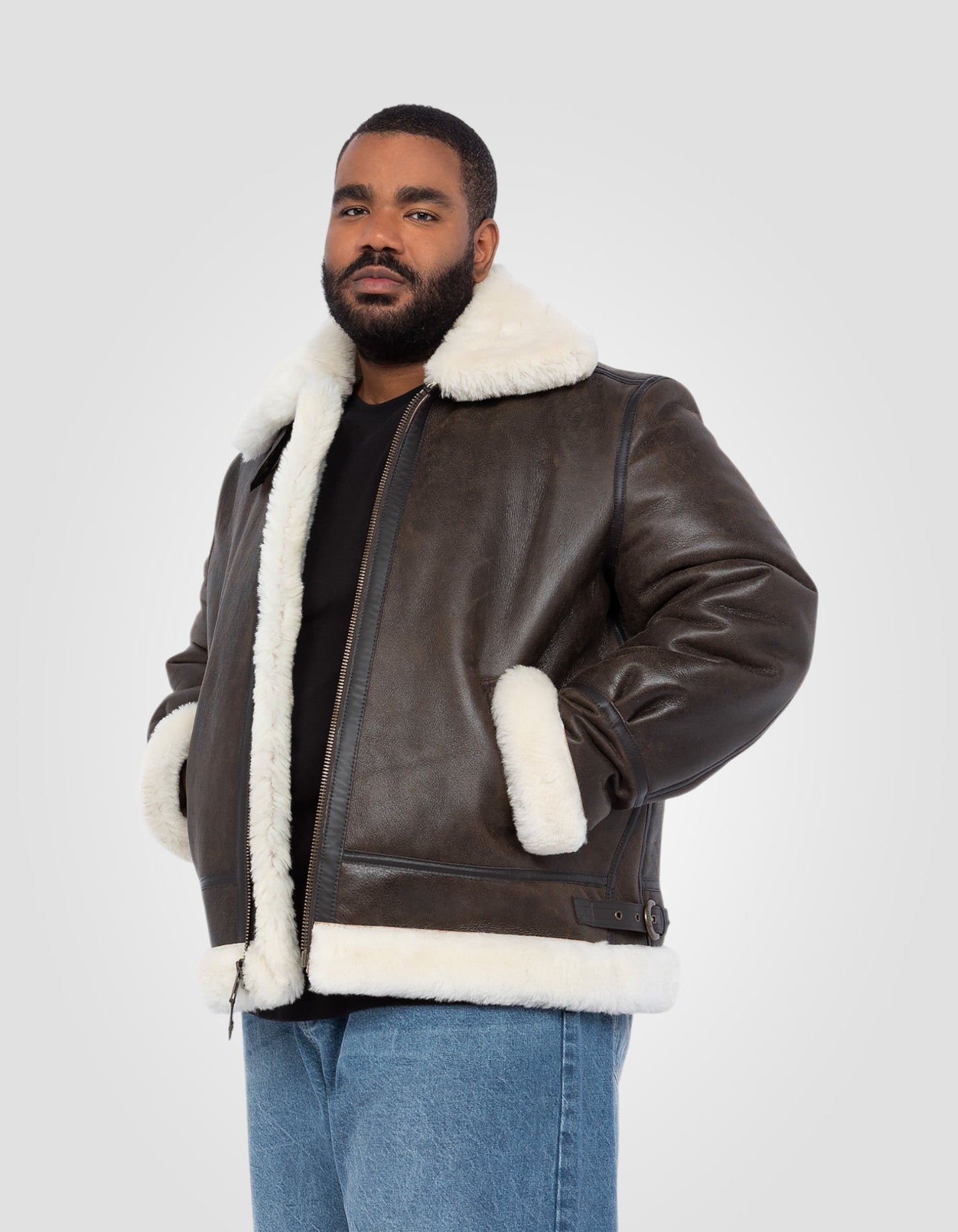 Blouson bombardier B-3, cuir de mouton, Grande taille