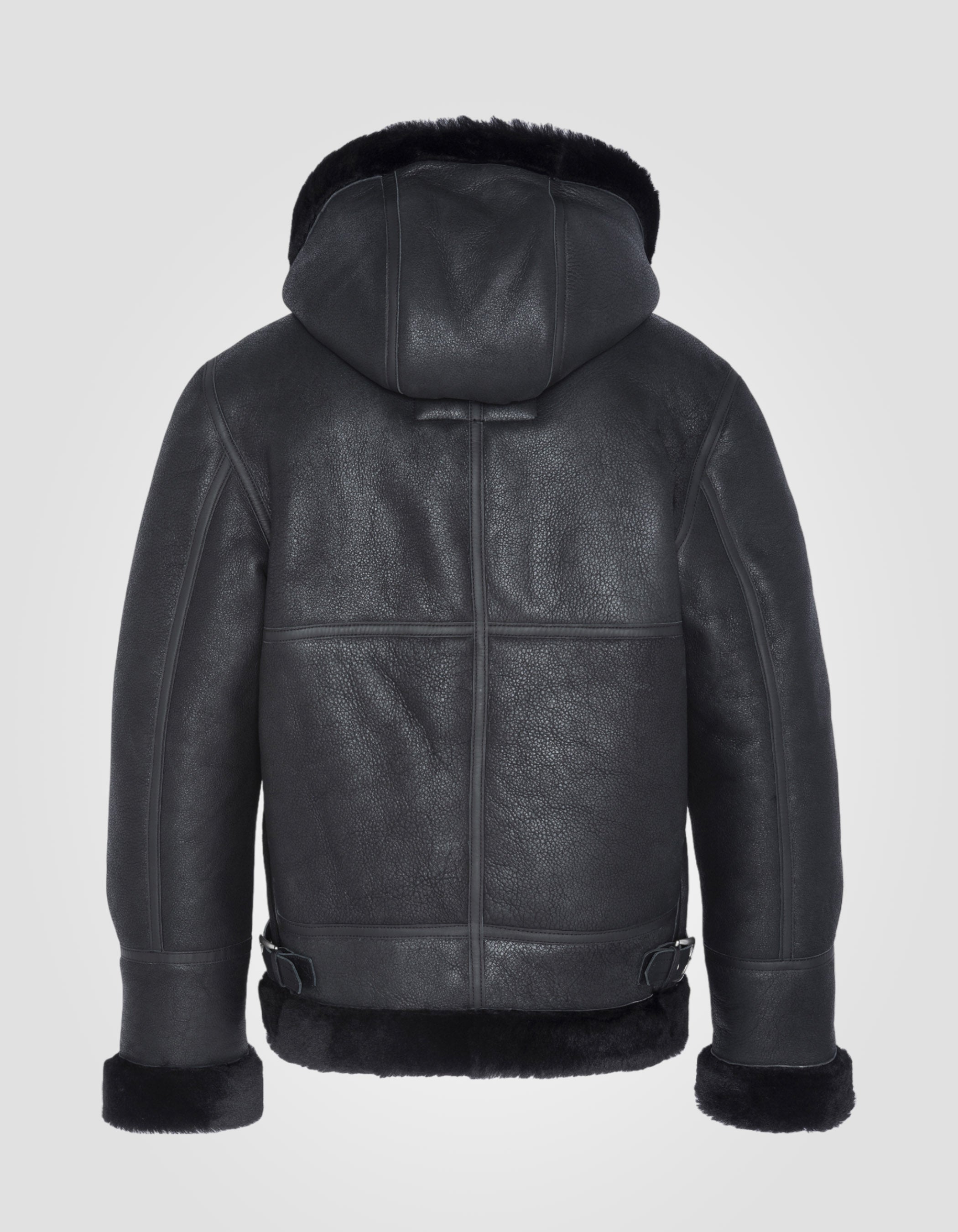 B-3 hooded bomber jacket, sheepskin leather-7