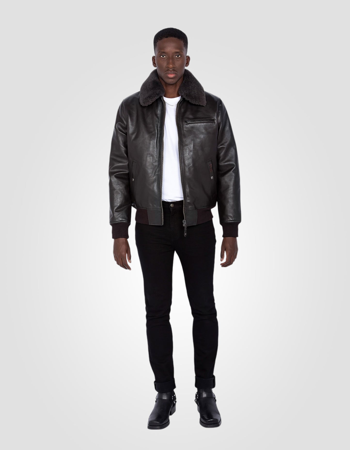 Flight jacket with removable interior, cowhide leather