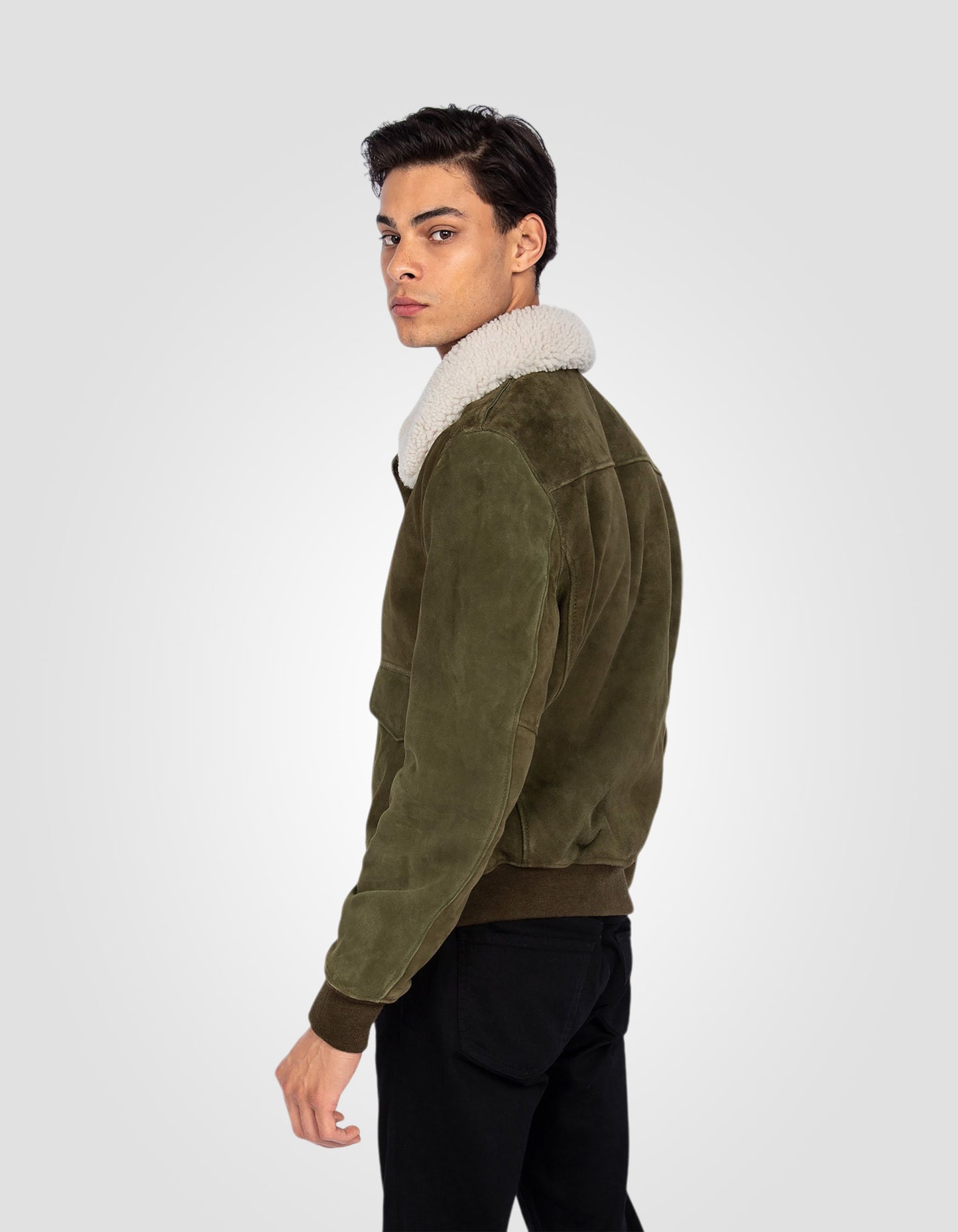 Blouson pilote suédé, cuir de chèvre