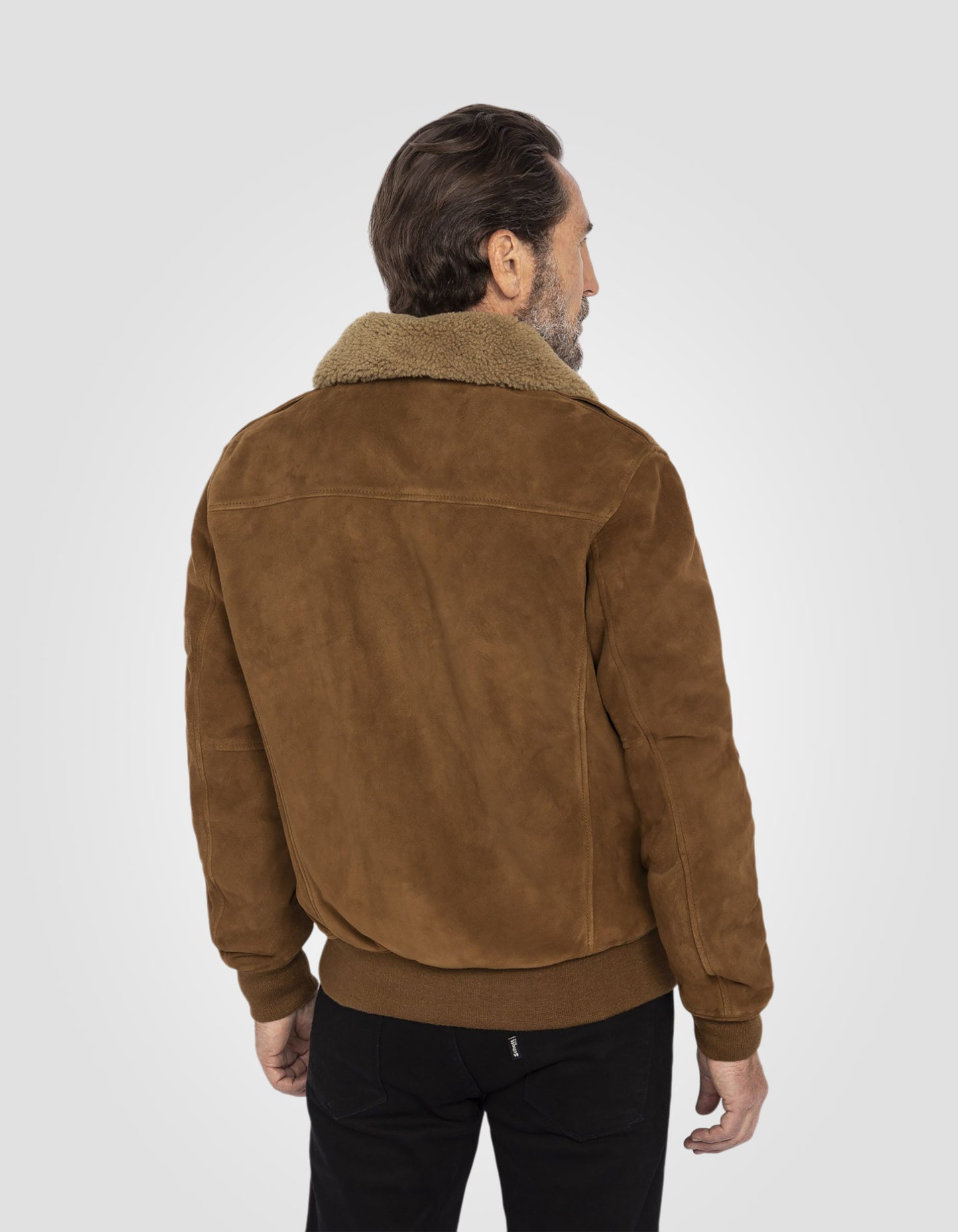 Blouson pilote suédé, cuir de chèvre