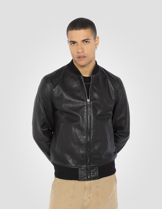 Blouson casual, cuir d'agneau