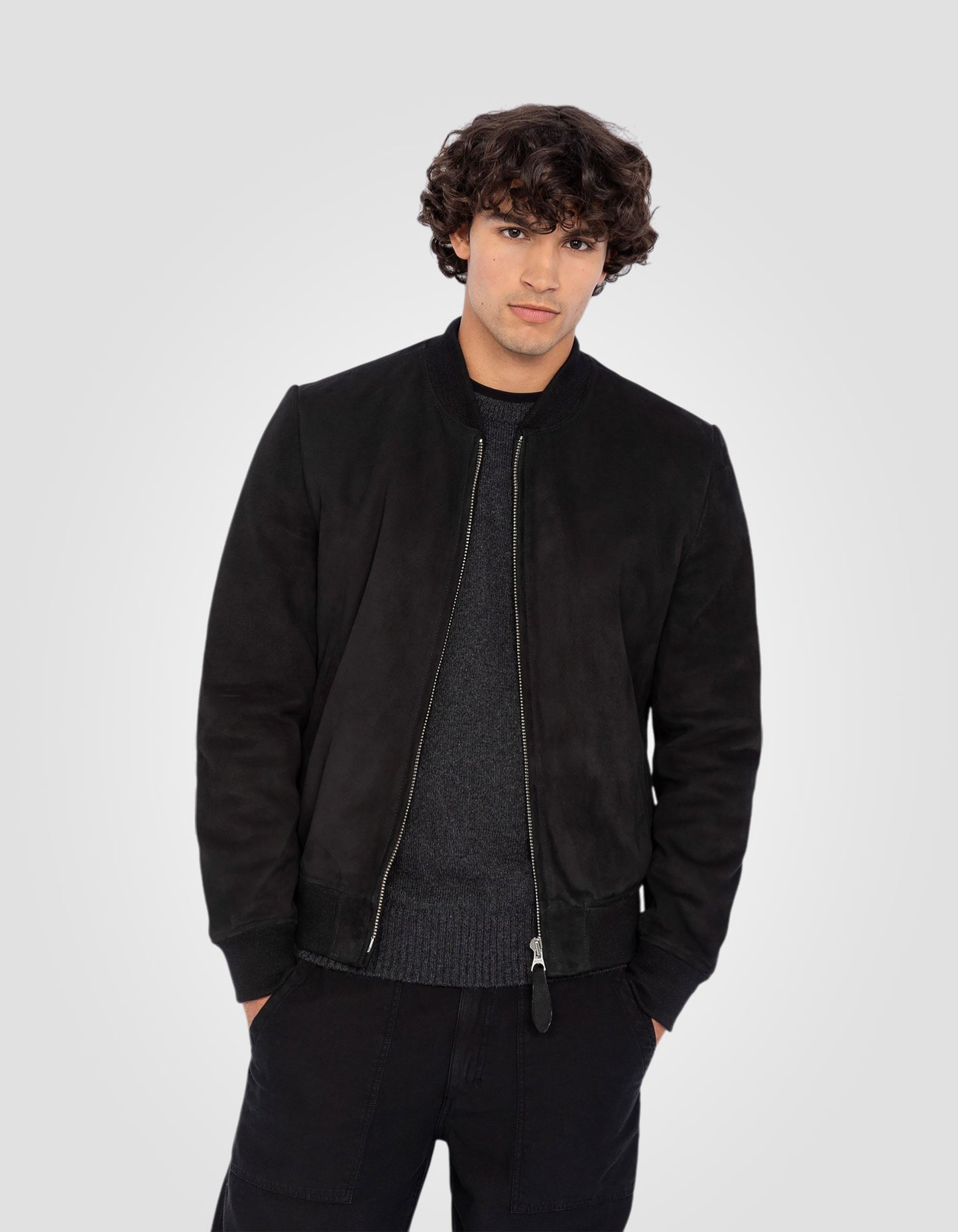 Blouson casual suédé, cuir de chèvre