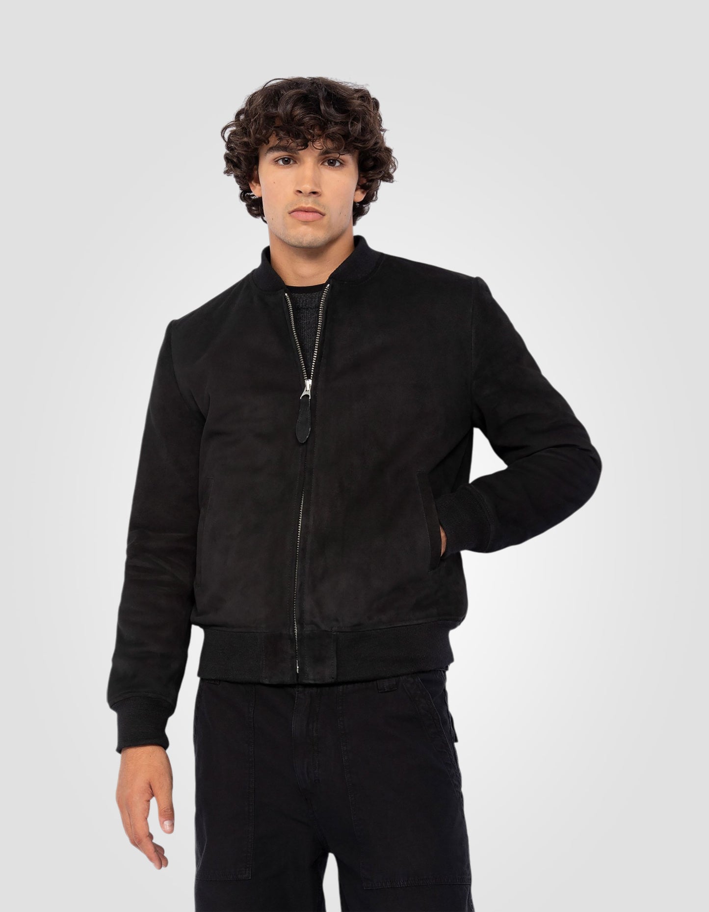 Blouson casual suédé, cuir de chèvre