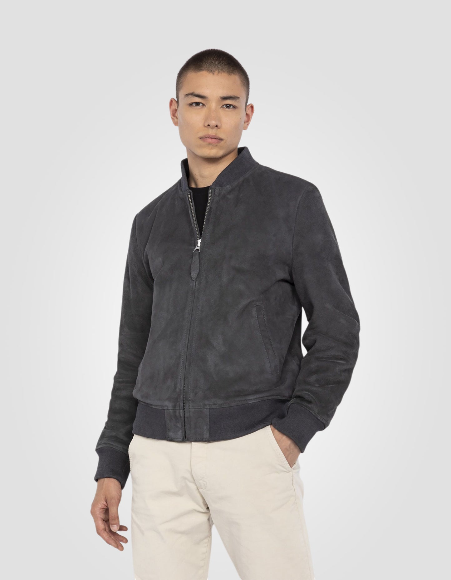 Blouson casual suédé, cuir de chèvre