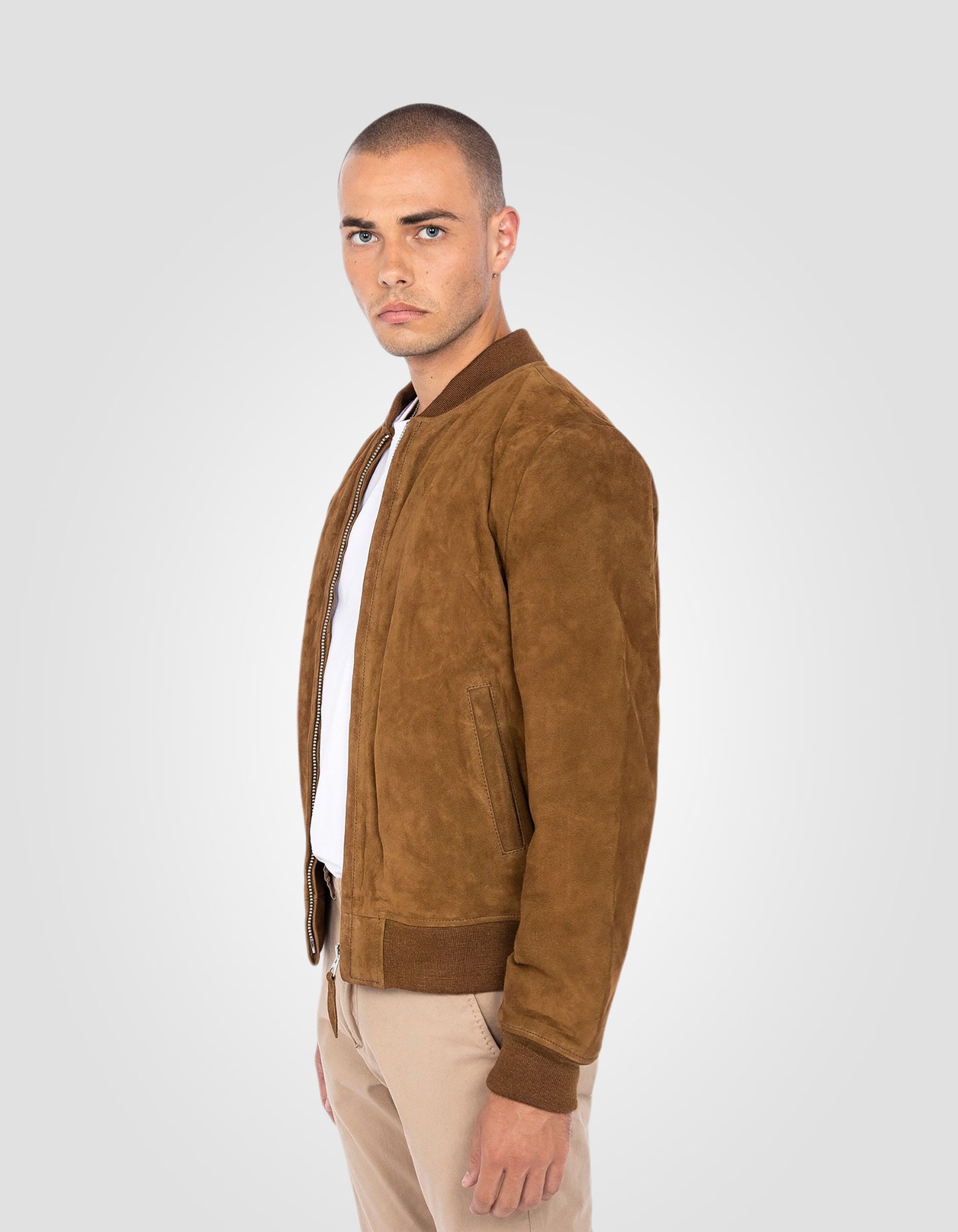 Blouson casual suédé, cuir de chèvre