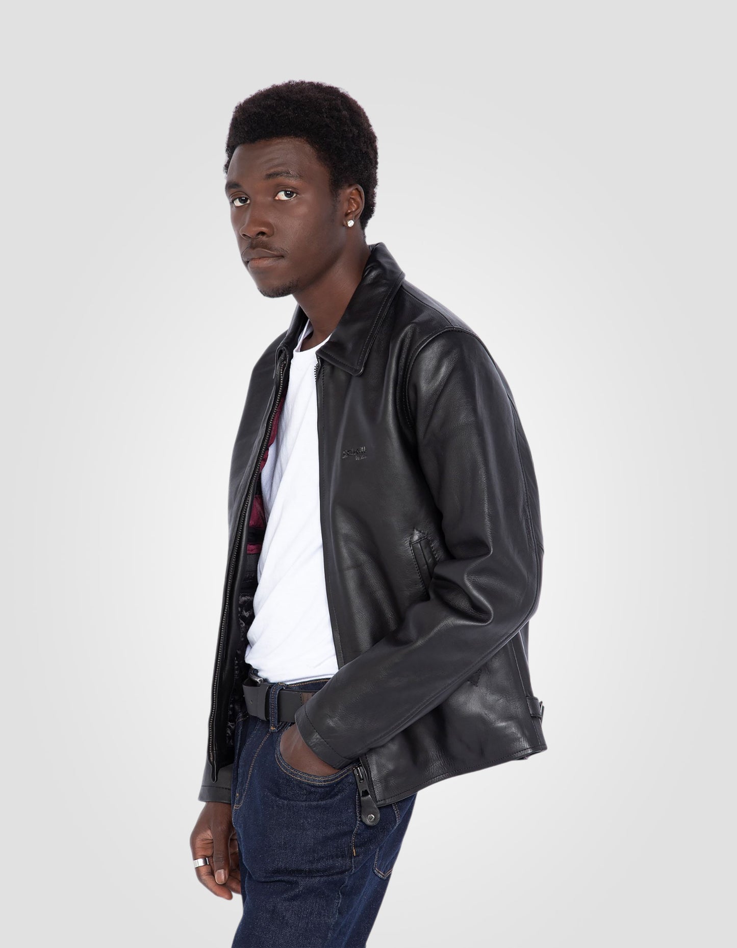 Blouson casual, cuir de vachette