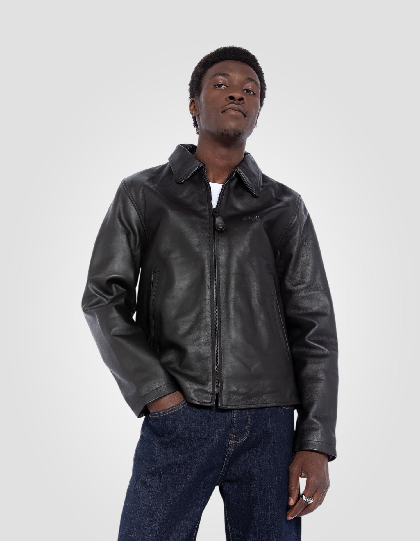 Blouson casual, cuir de vachette