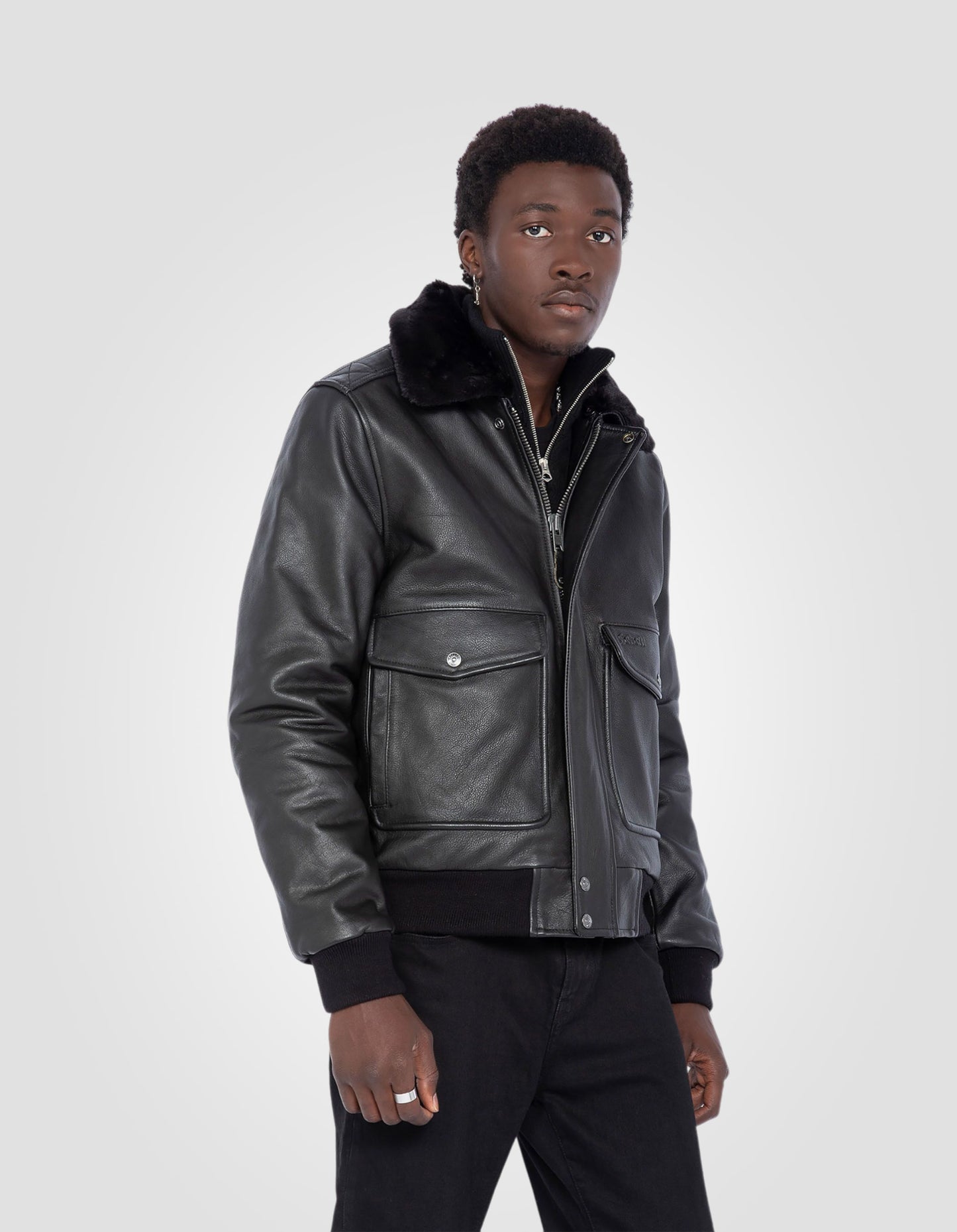 Blouson pilote type A-2 vintage, cuir de vachette