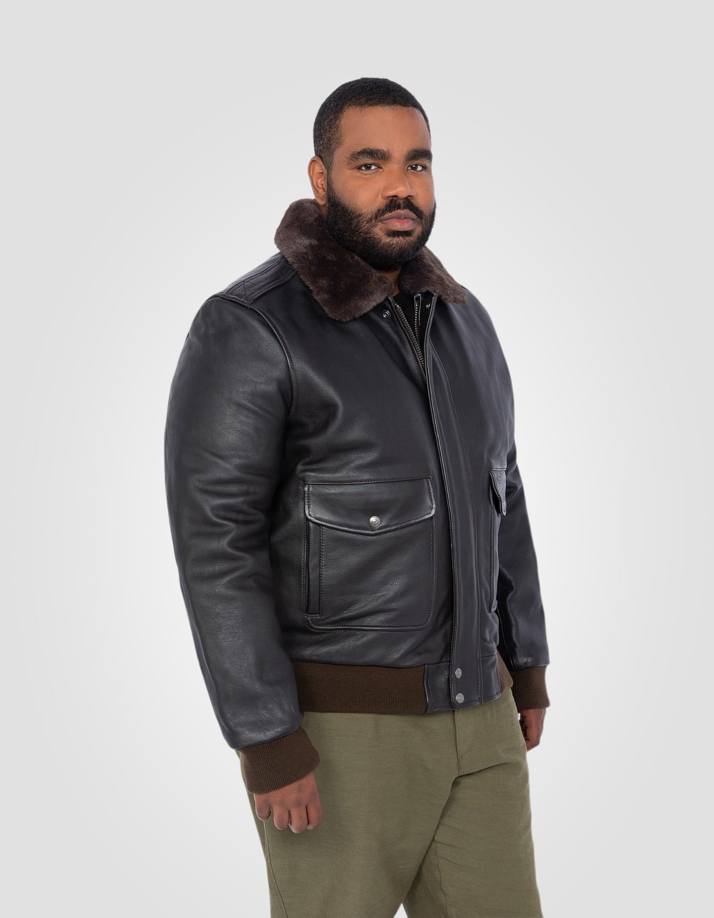 Blouson pilote type A-2 vintage, cuir de vachette, Grande taille