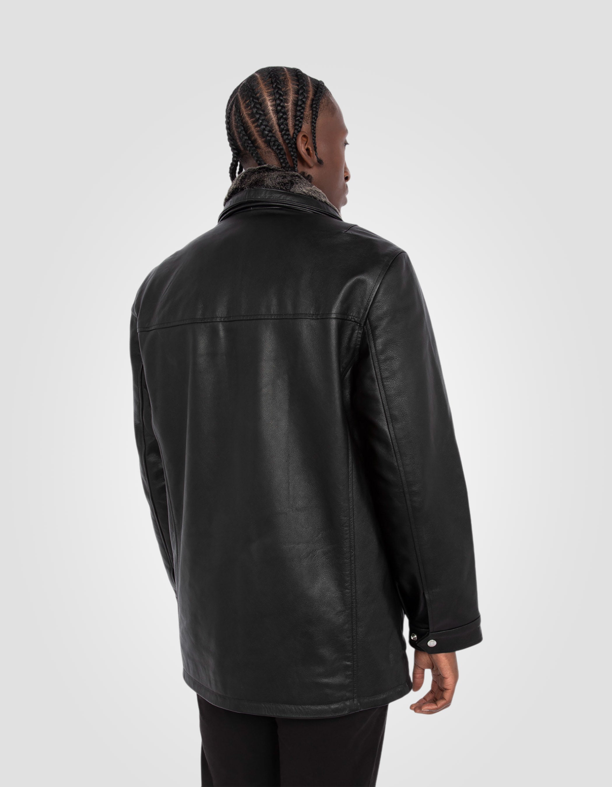 Long casual jacket, cowhide leather-6