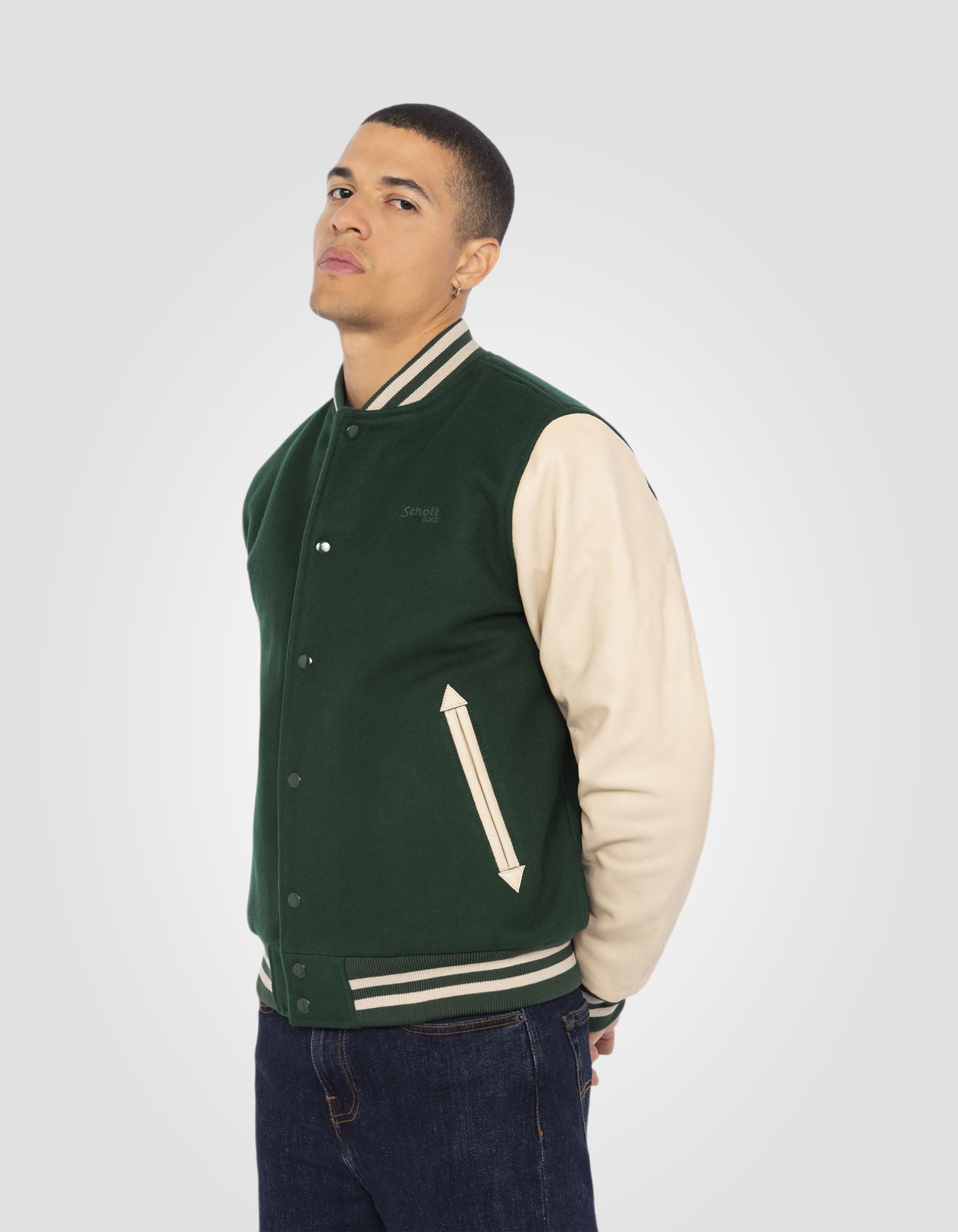 Varsity jacket, cowhide leather-4