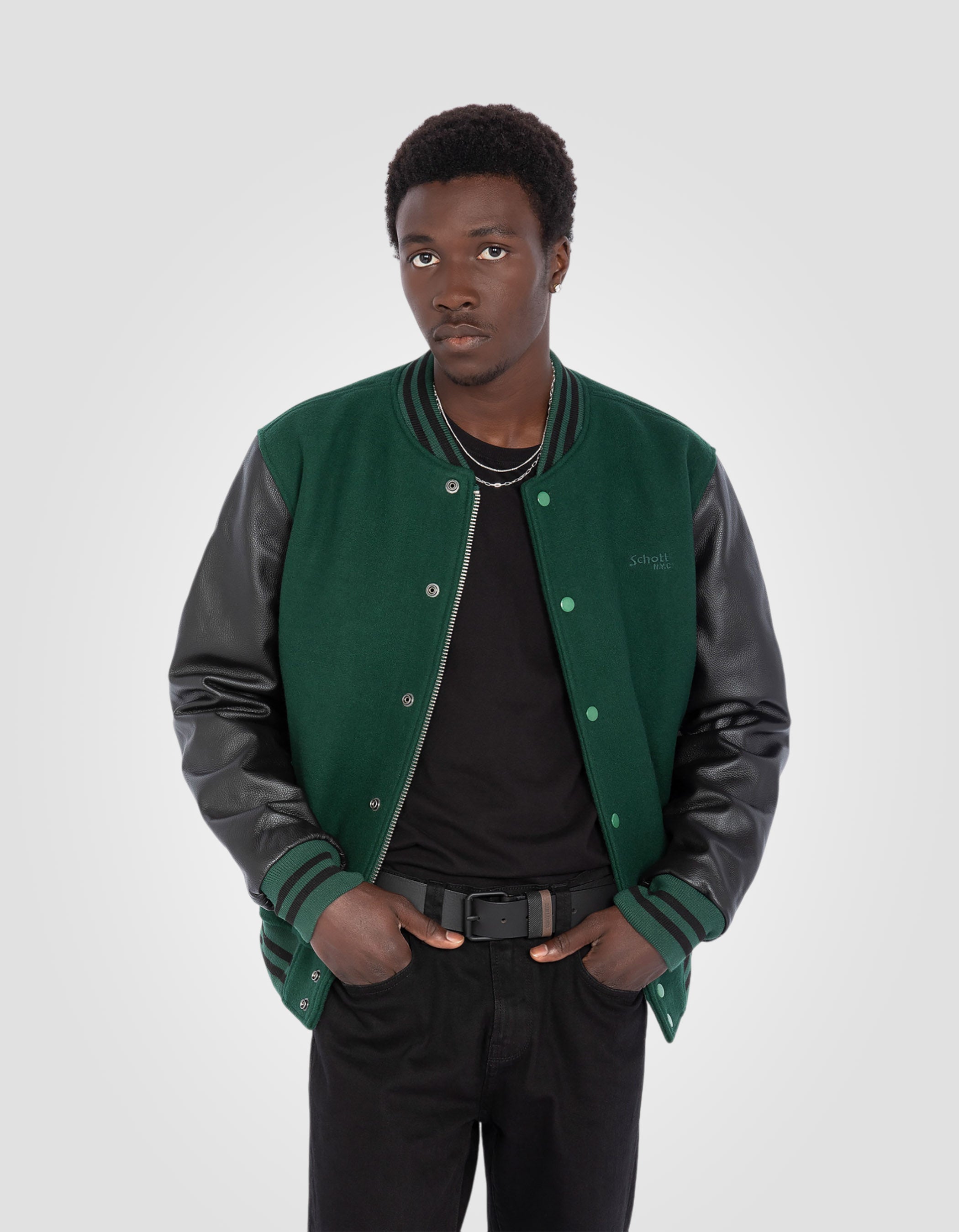 Varsity jacket, cowhide leather-3