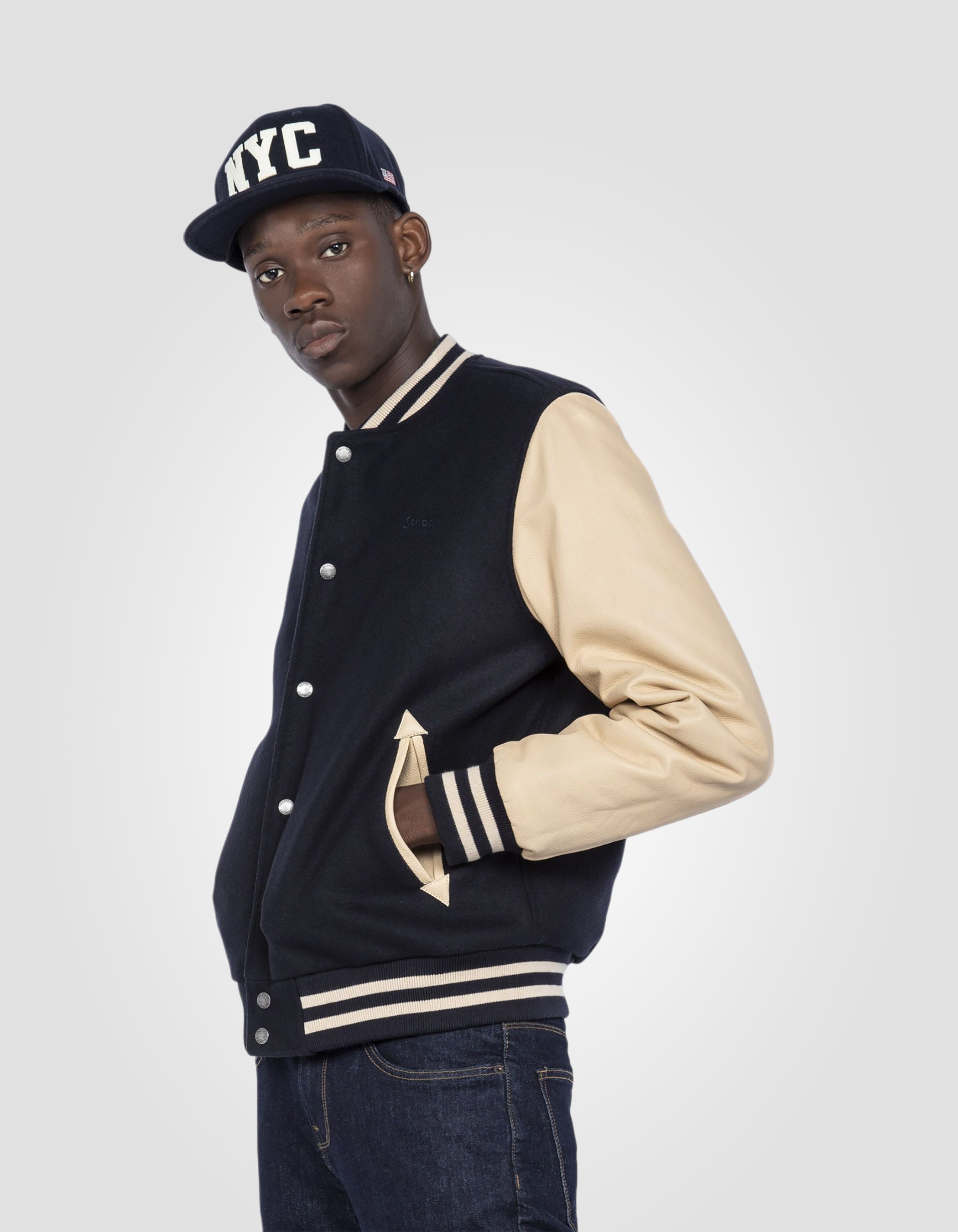 Varsity jacket, cowhide leather-3