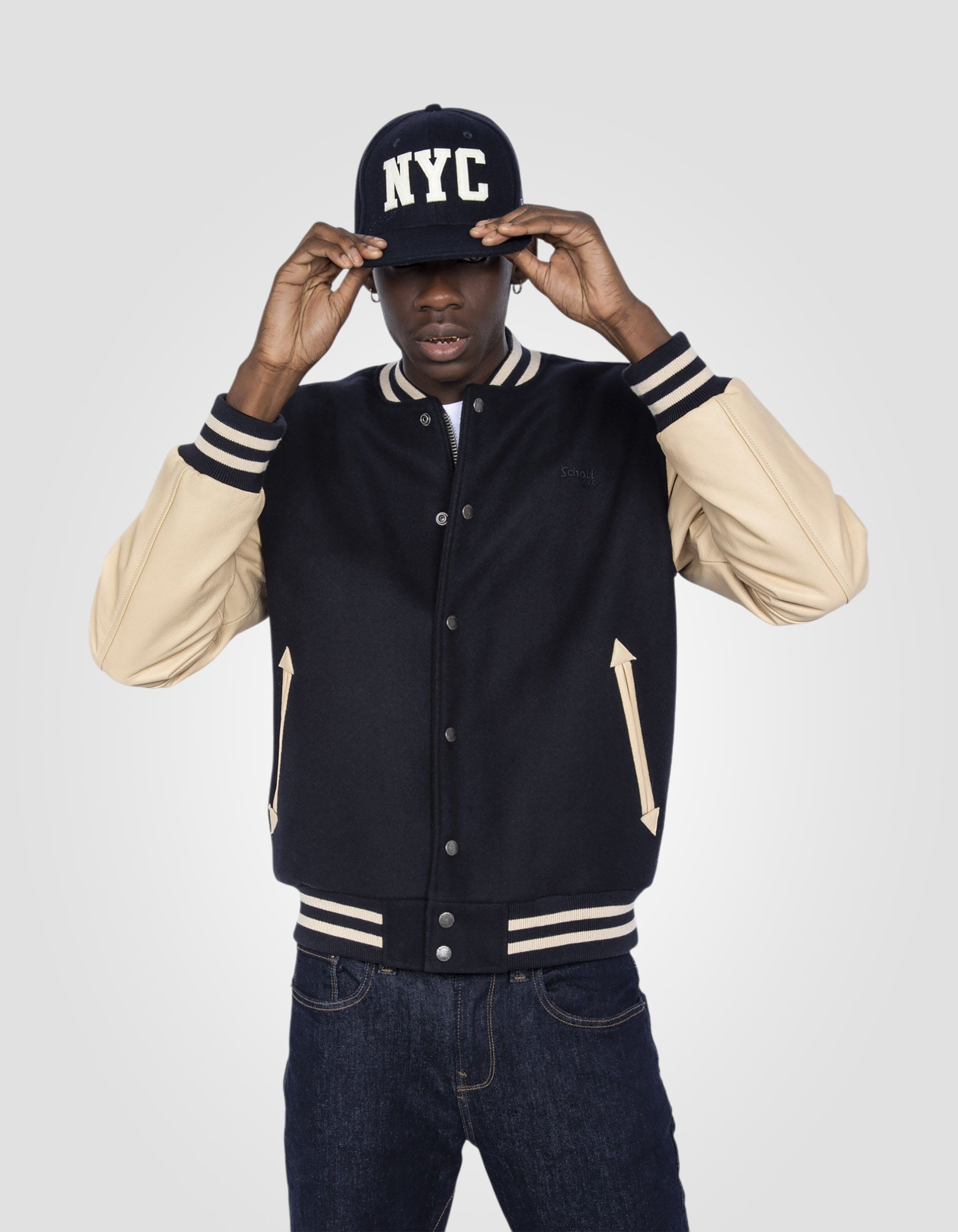 Varsity jacket, cowhide leather-4