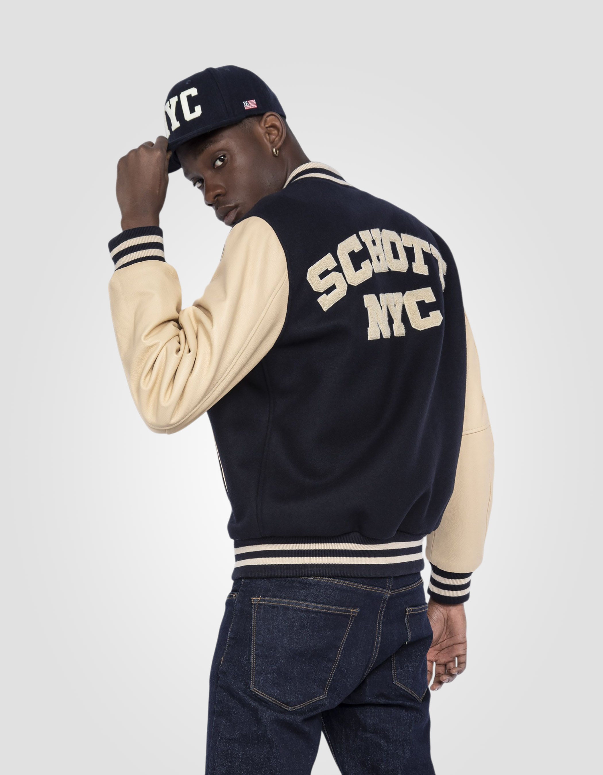 Varsity jacket, cowhide leather-8