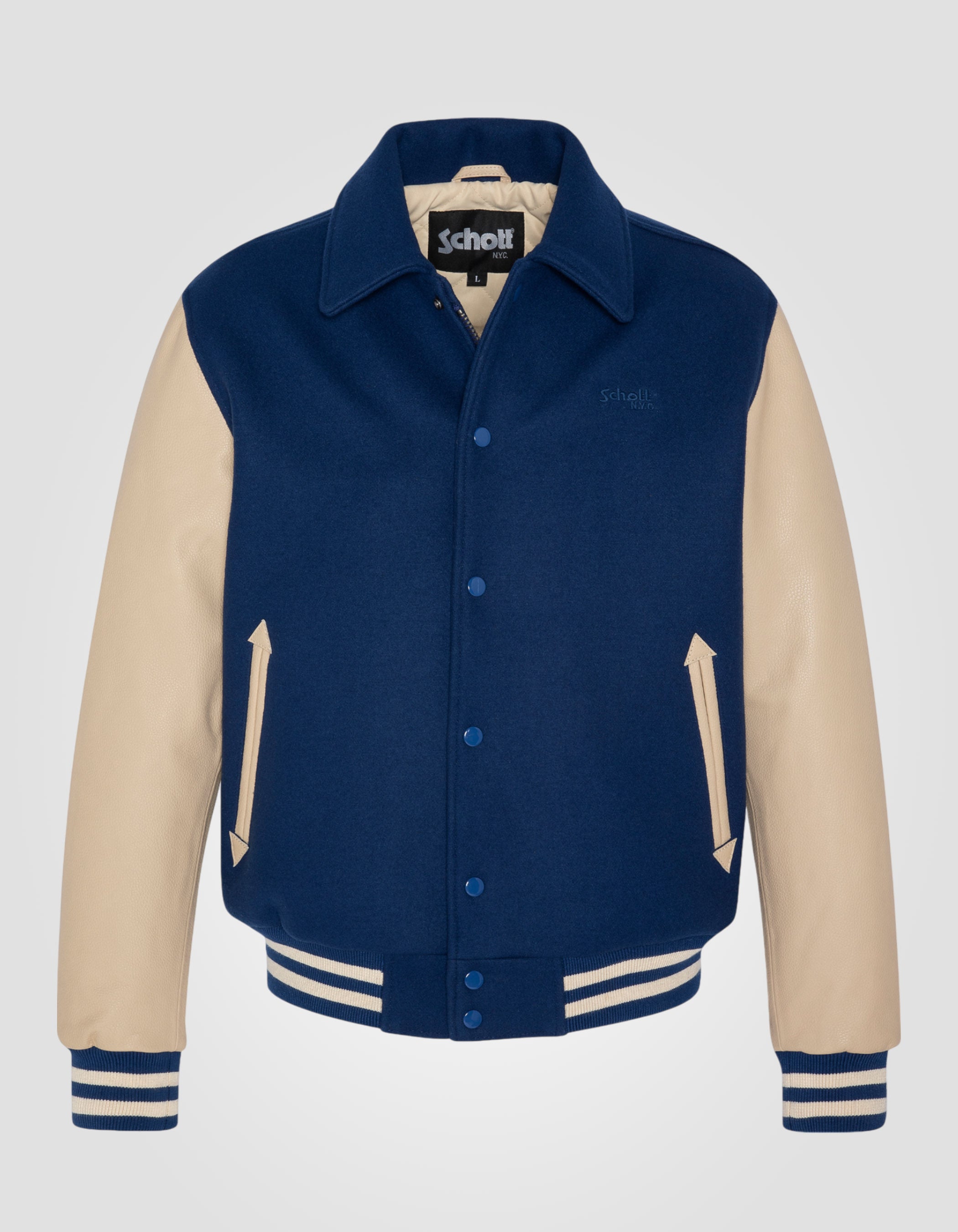 Varsity jacket with collar, cowhide leather-2