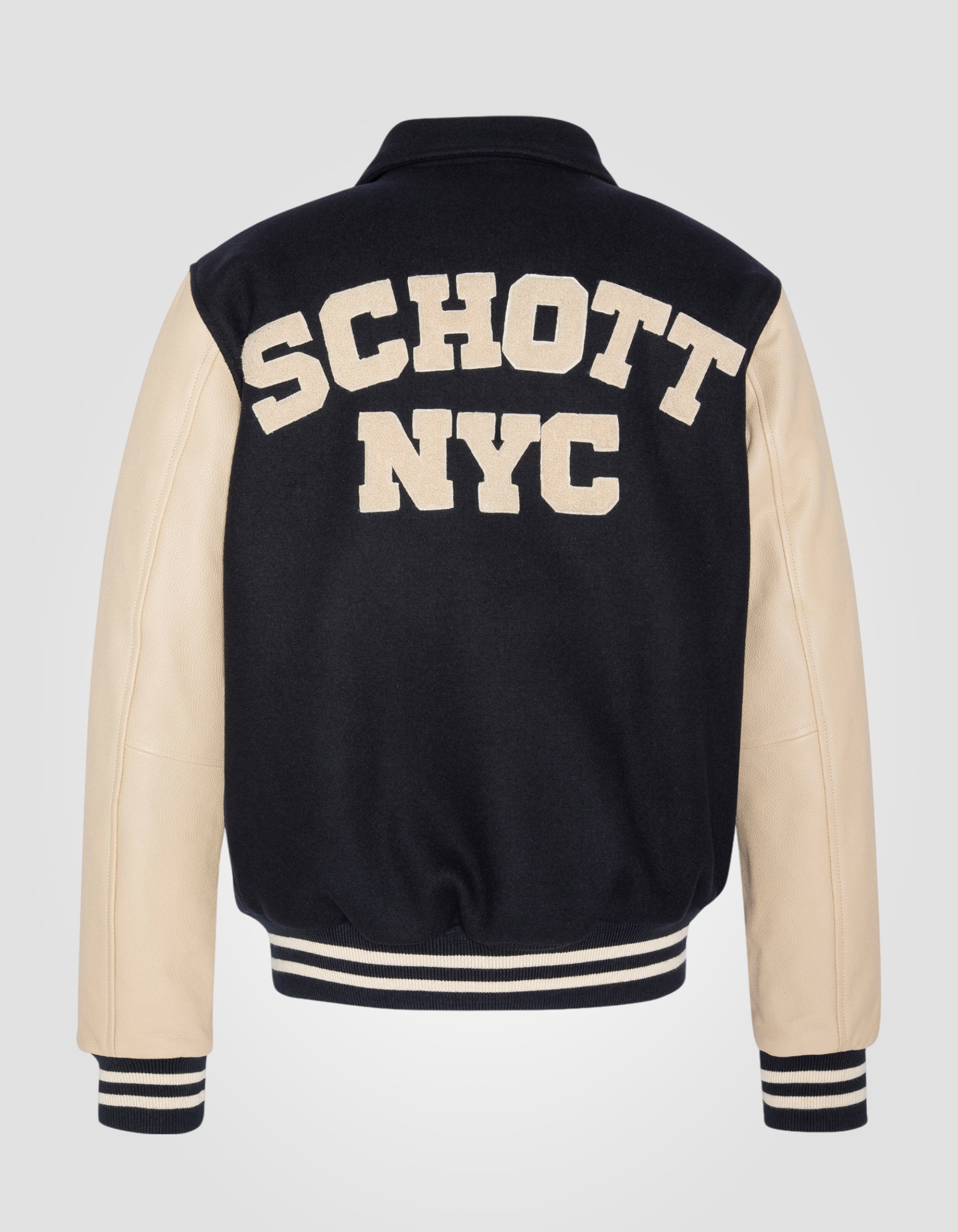 Varsity jacket with collar, cowhide leather-2