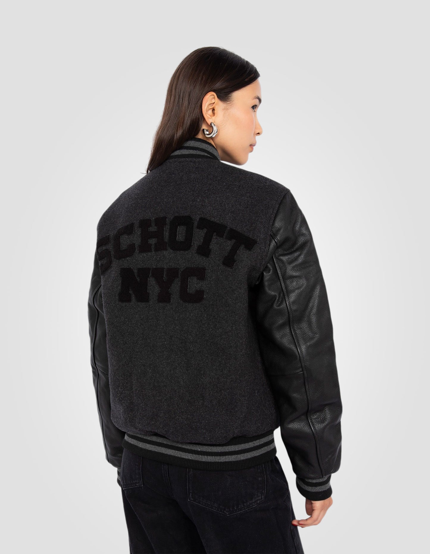 Varsity jacket, cowhide leather