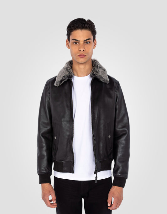 Blouson pilote, cuir de vachette