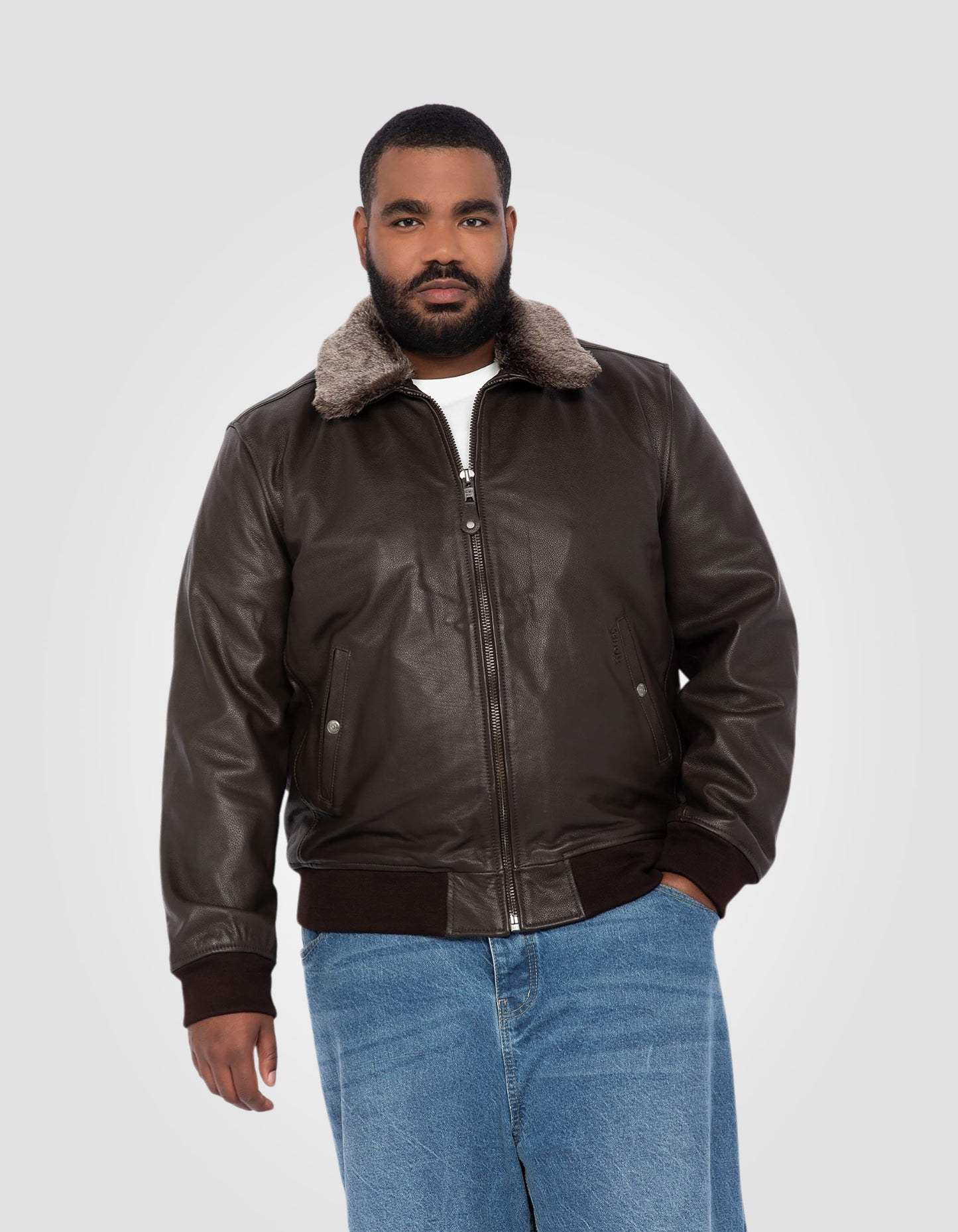 Blouson pilote, cuir de vachette, Grande taille