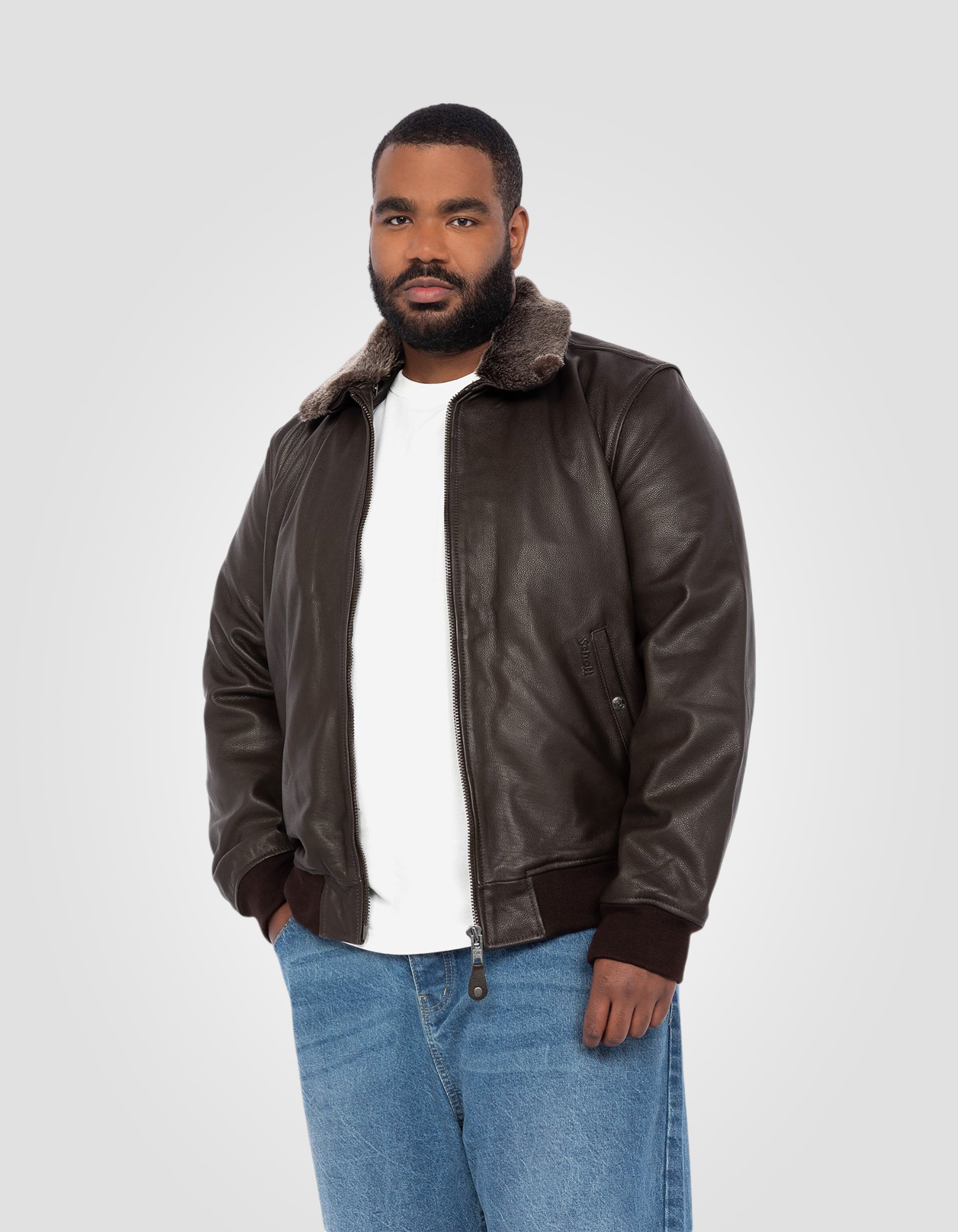 Flight jacket, cowhide leather, Plus size-4