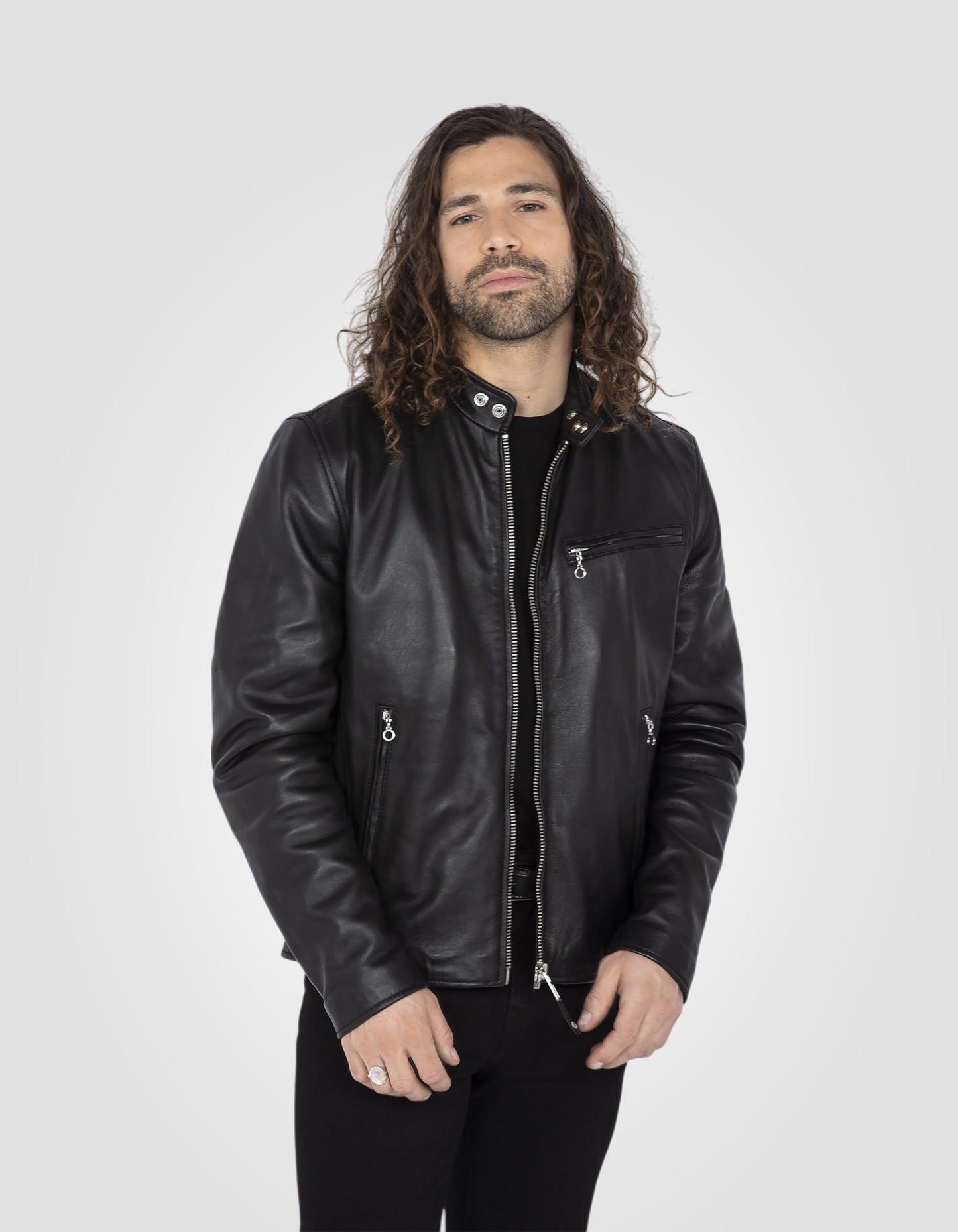 Blouson café racer, cuir d'agneau