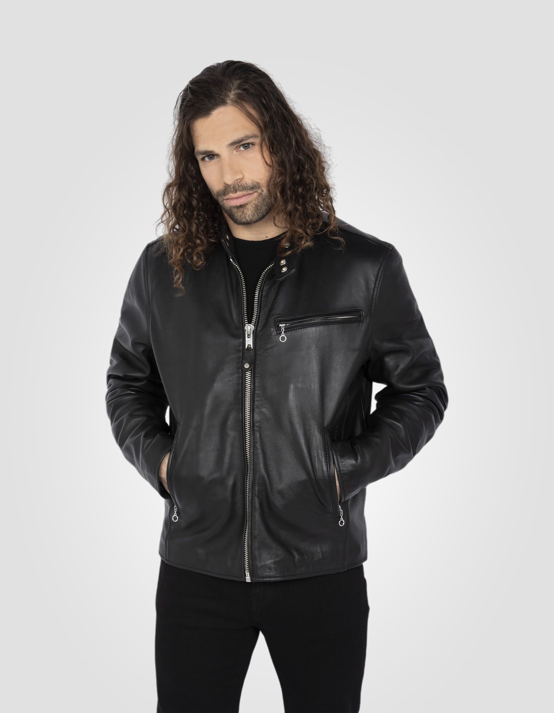 Classic café racer jacket, lambskin leather-4