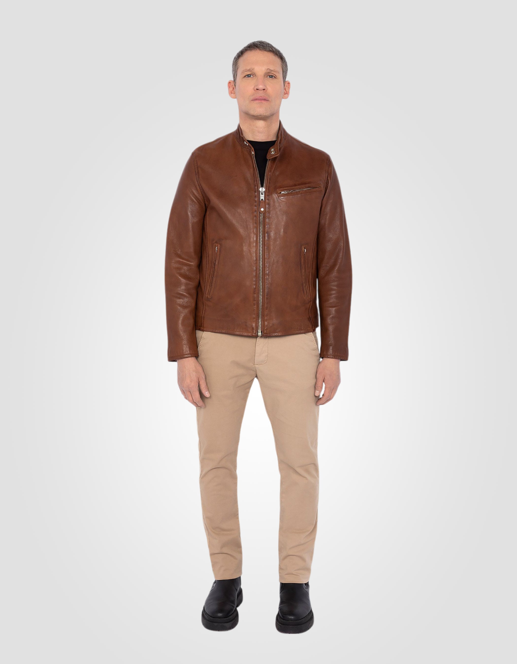 Iconic café racer jacket, lambskin leather-1