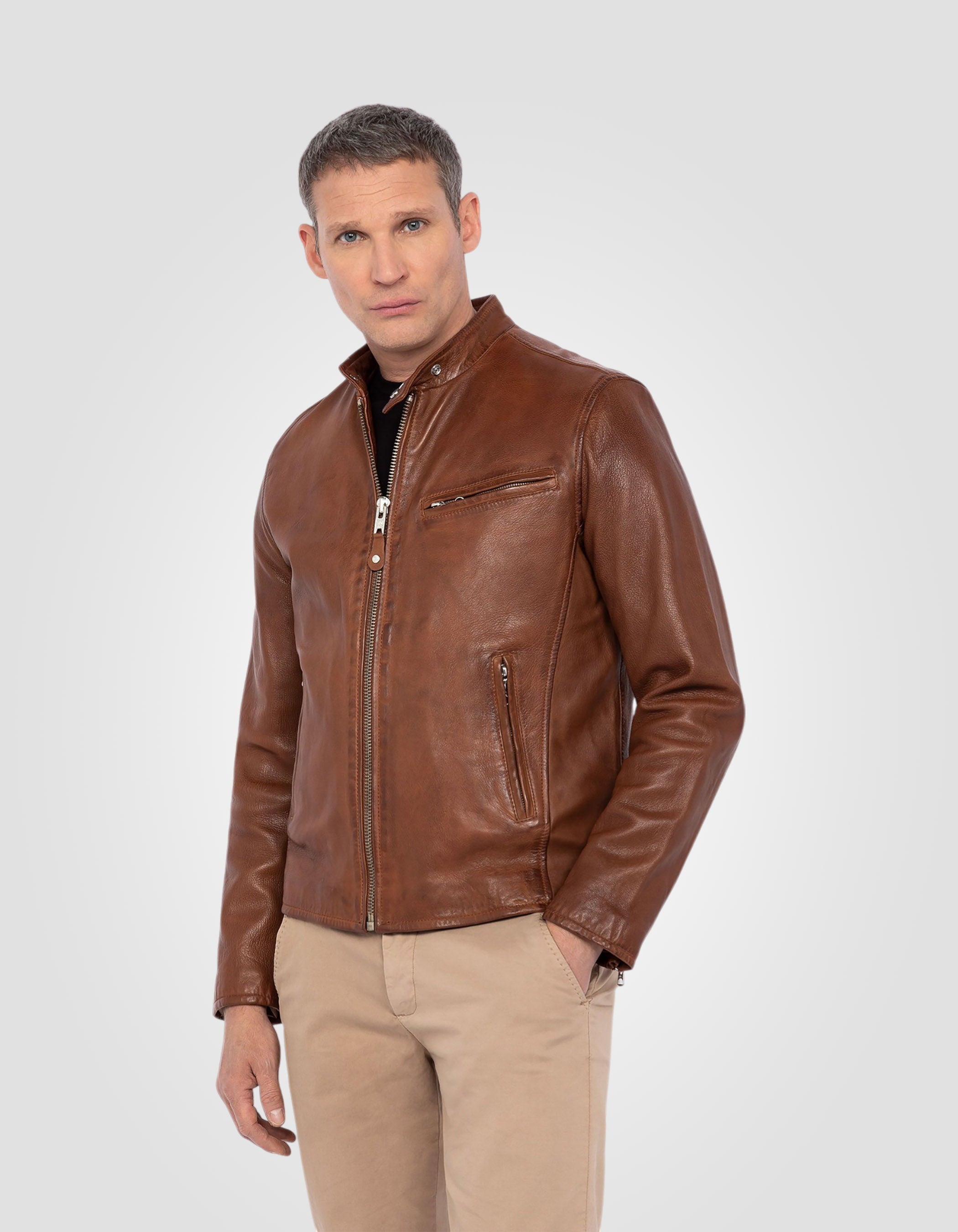 Iconic café racer jacket, lambskin leather-3