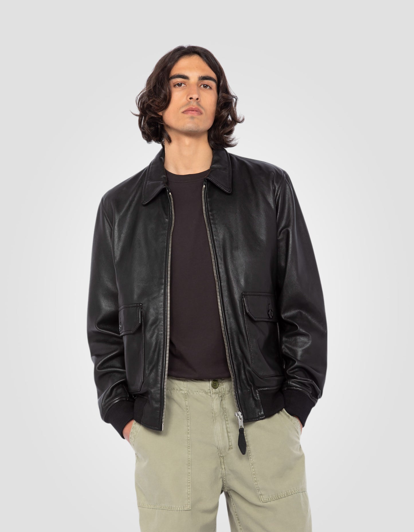 Blouson aviateur, cuir d'agneau