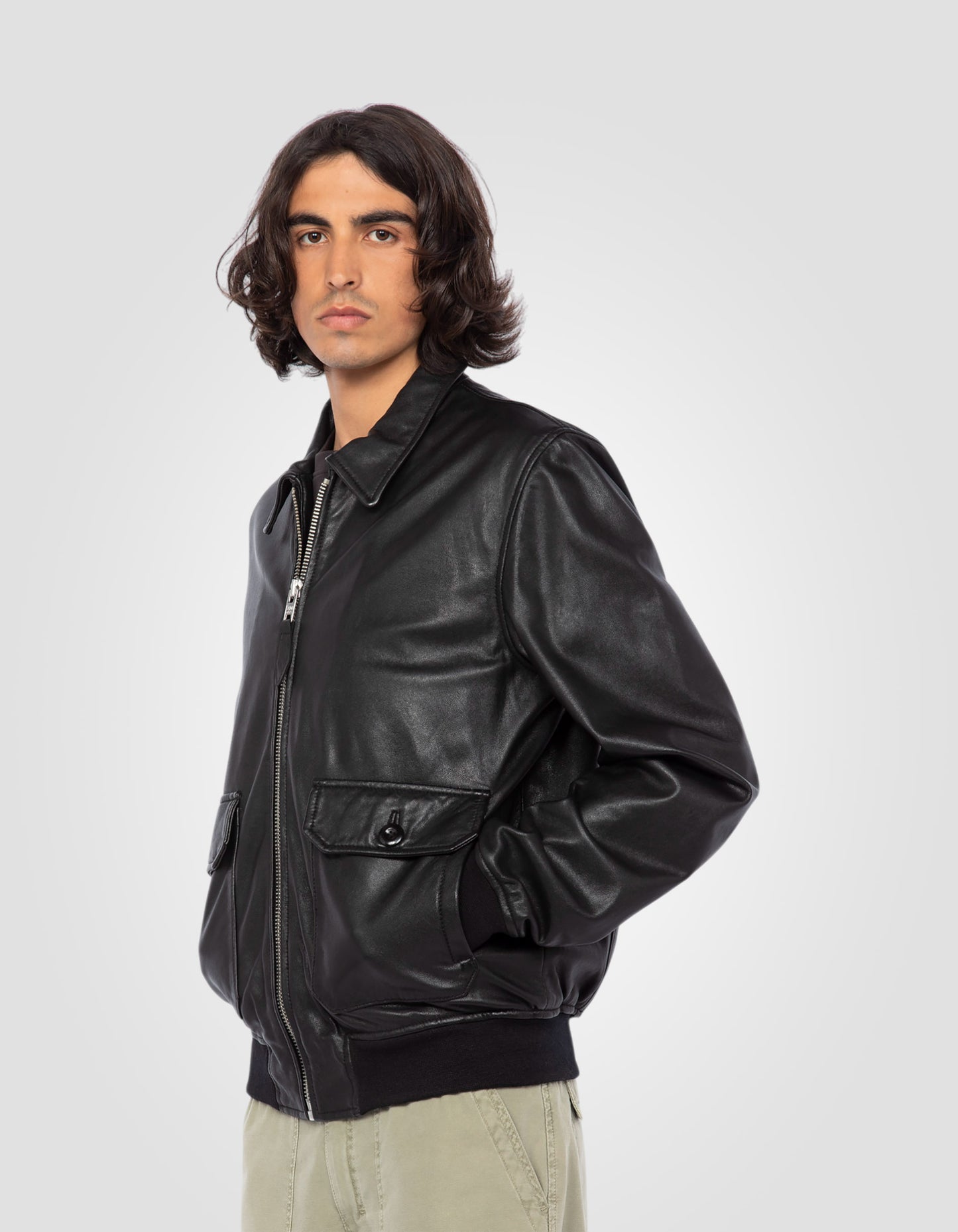 Blouson aviateur, cuir d'agneau