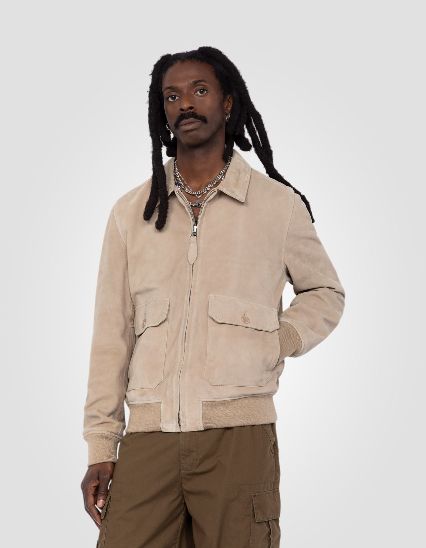 Blouson aviateur, chèvre velours