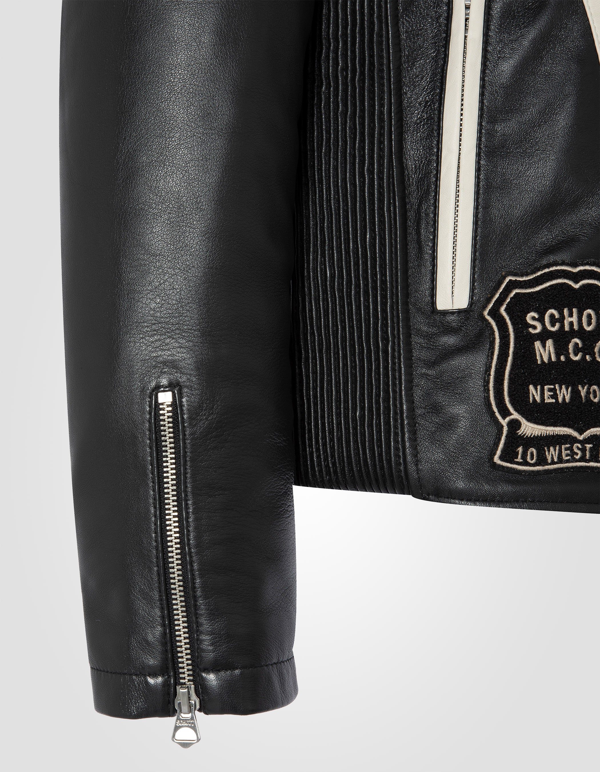 Patched biker jacket, lambskin leather-10