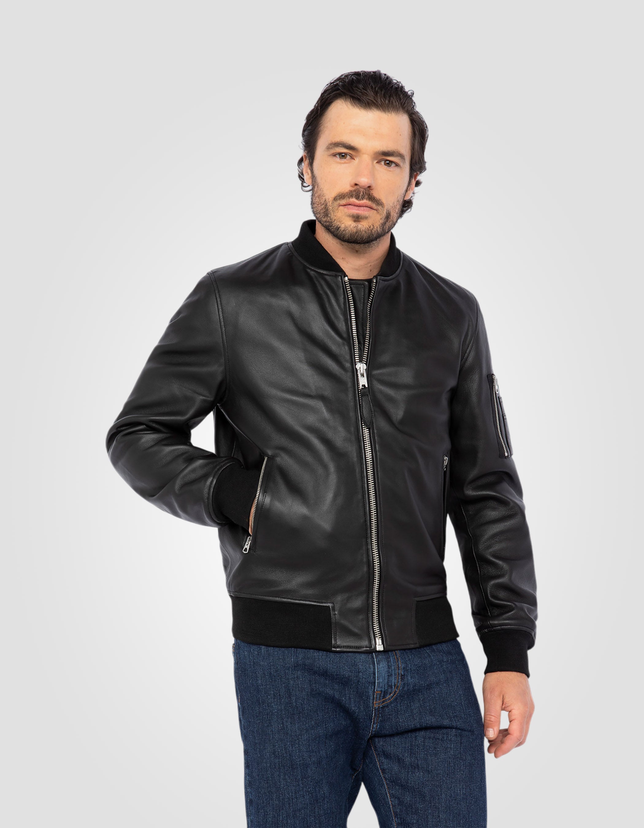 MA-1 bomber jacket, lambskin leather-4