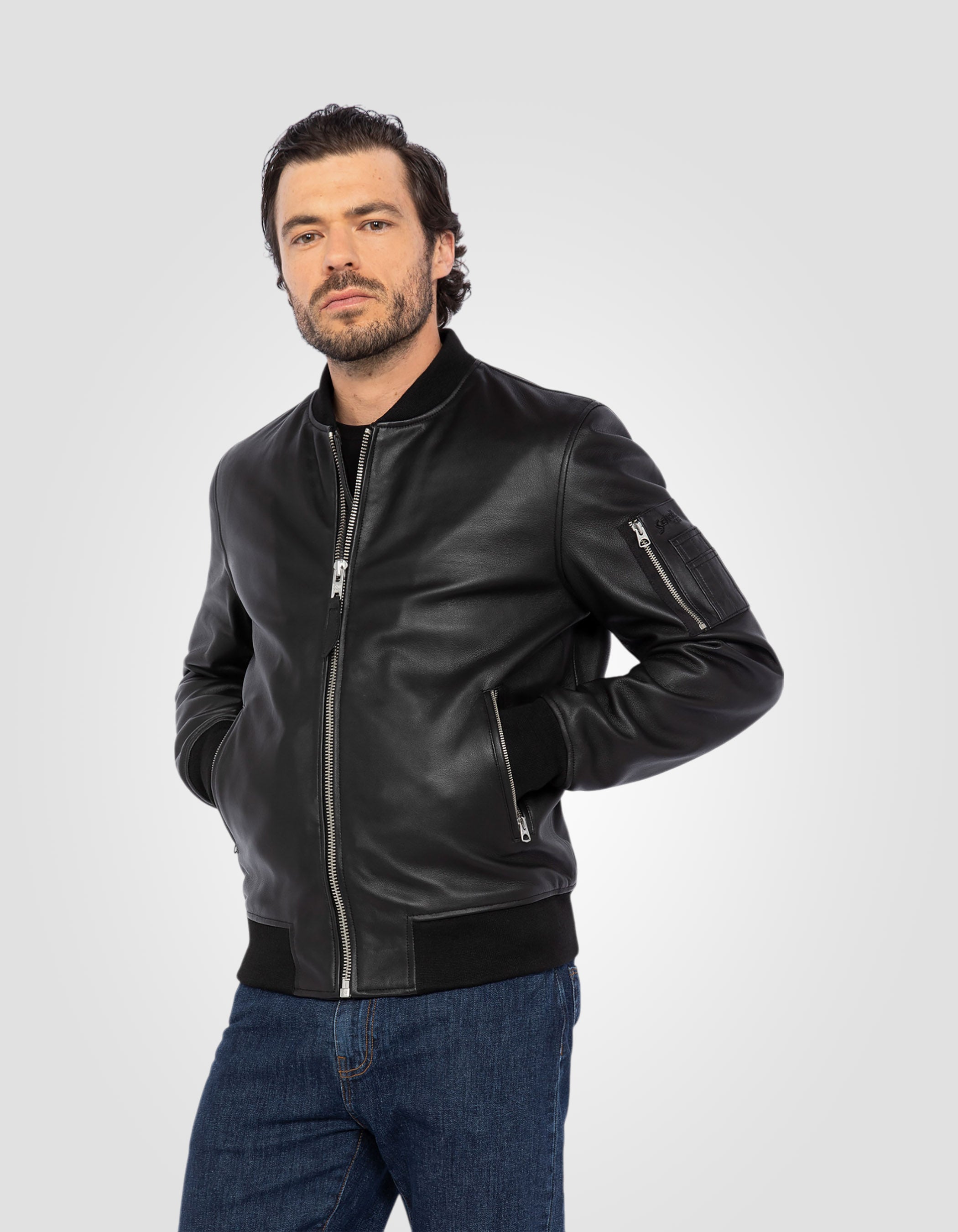 MA-1 bomber jacket, lambskin leather-3