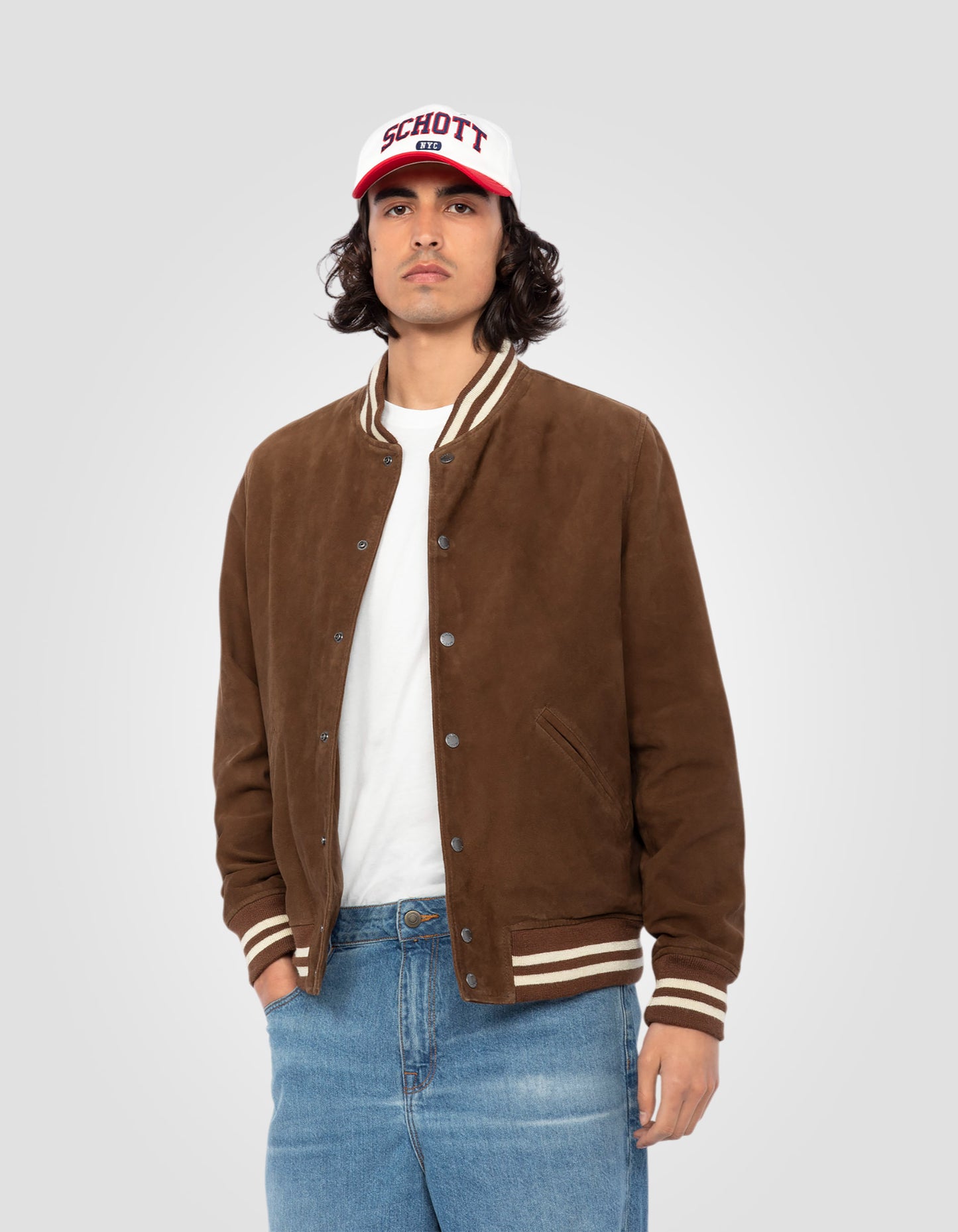 Blouson varsity, chèvre velours