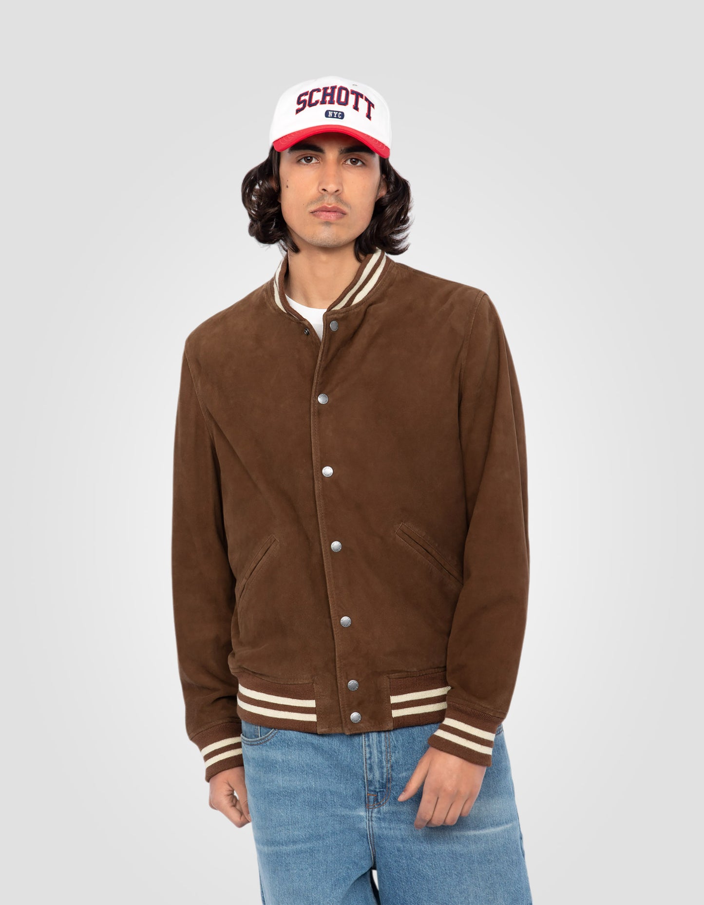 Blouson varsity, chèvre velours