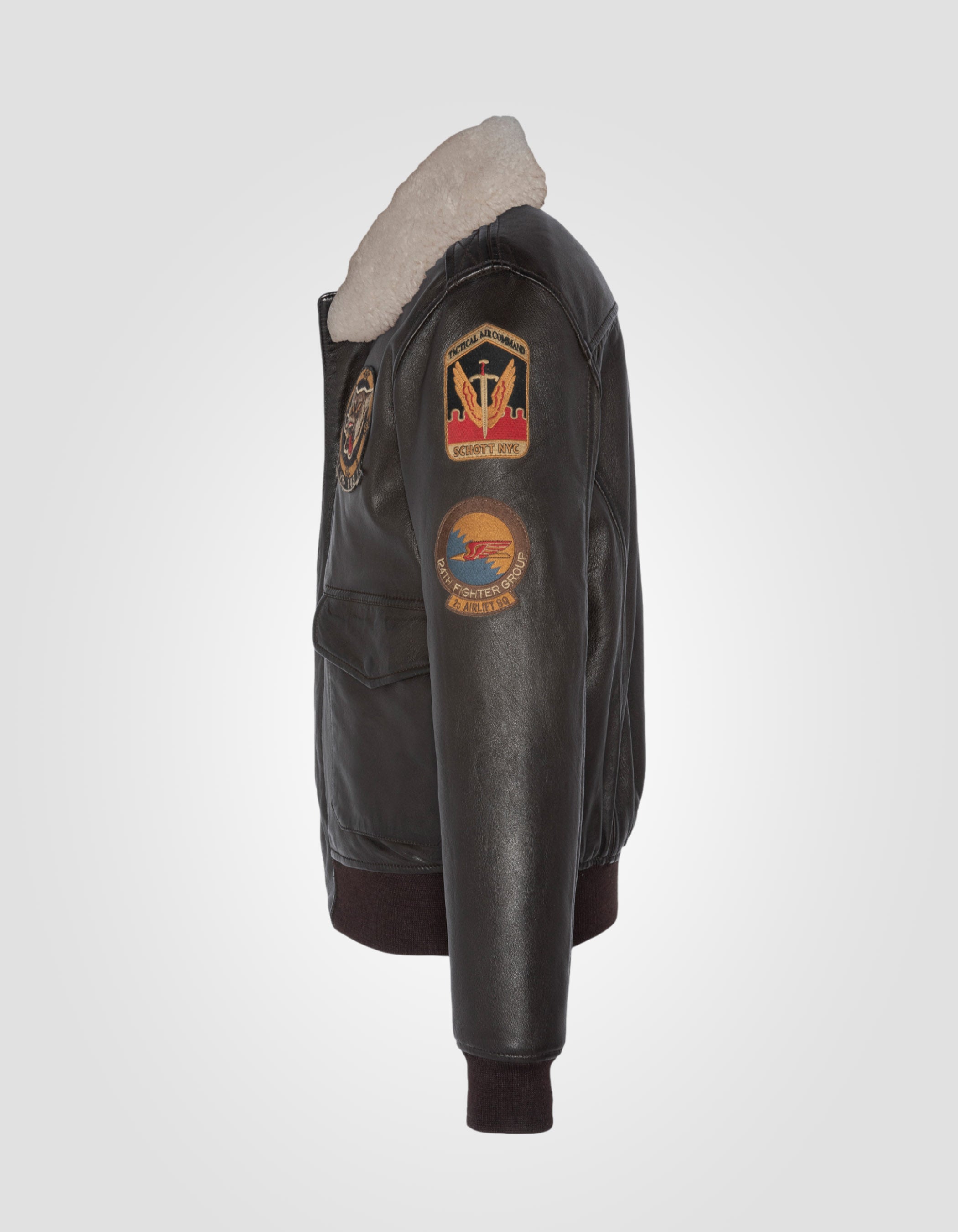 Patched flight jacket, lambskin leather-5