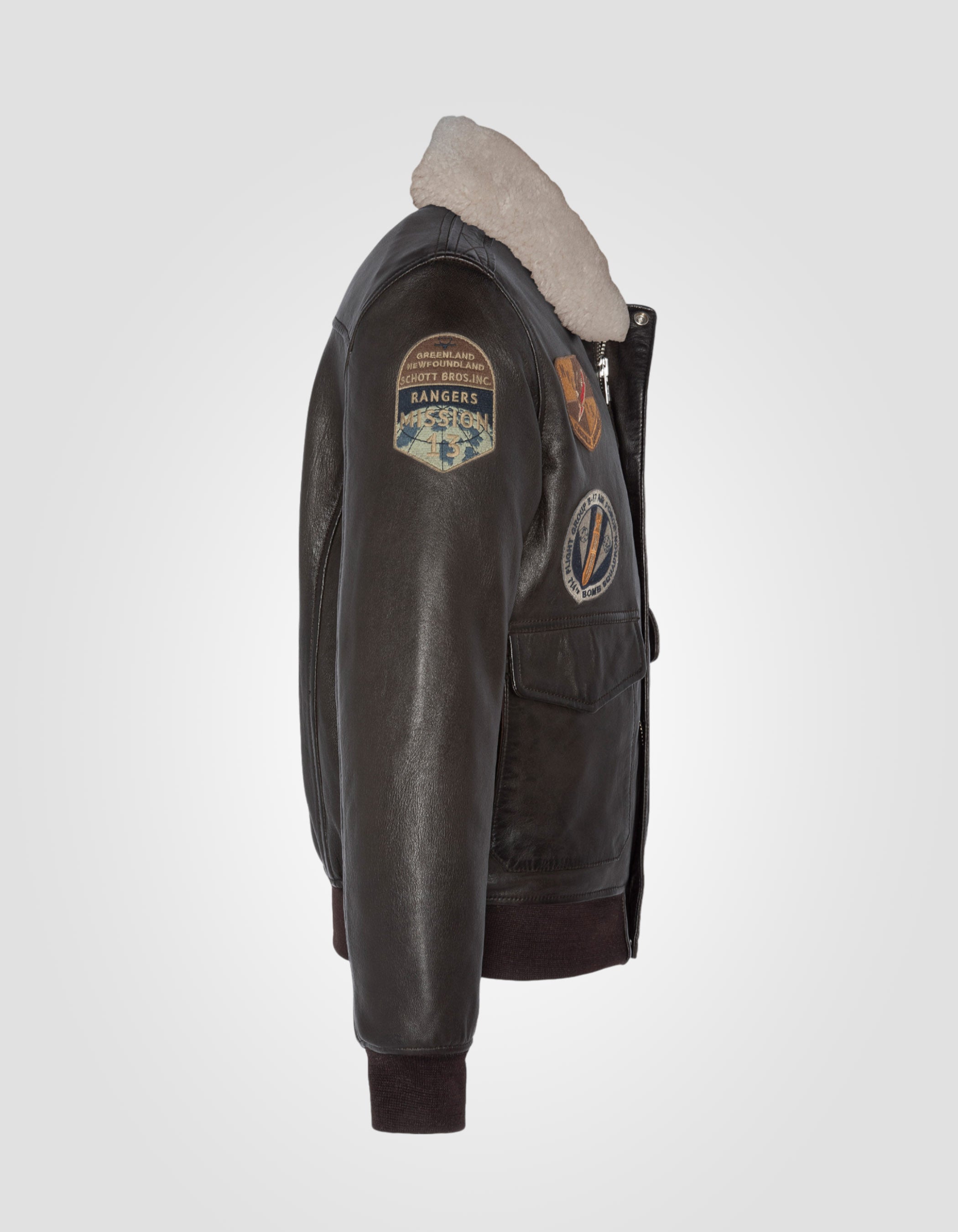 Patched flight jacket, lambskin leather-4