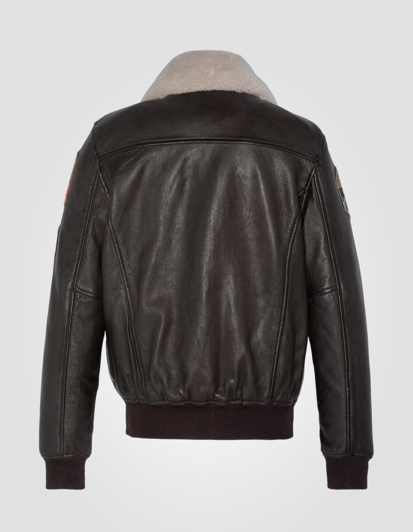 Blouson pilote badgé, cuir d'agneau