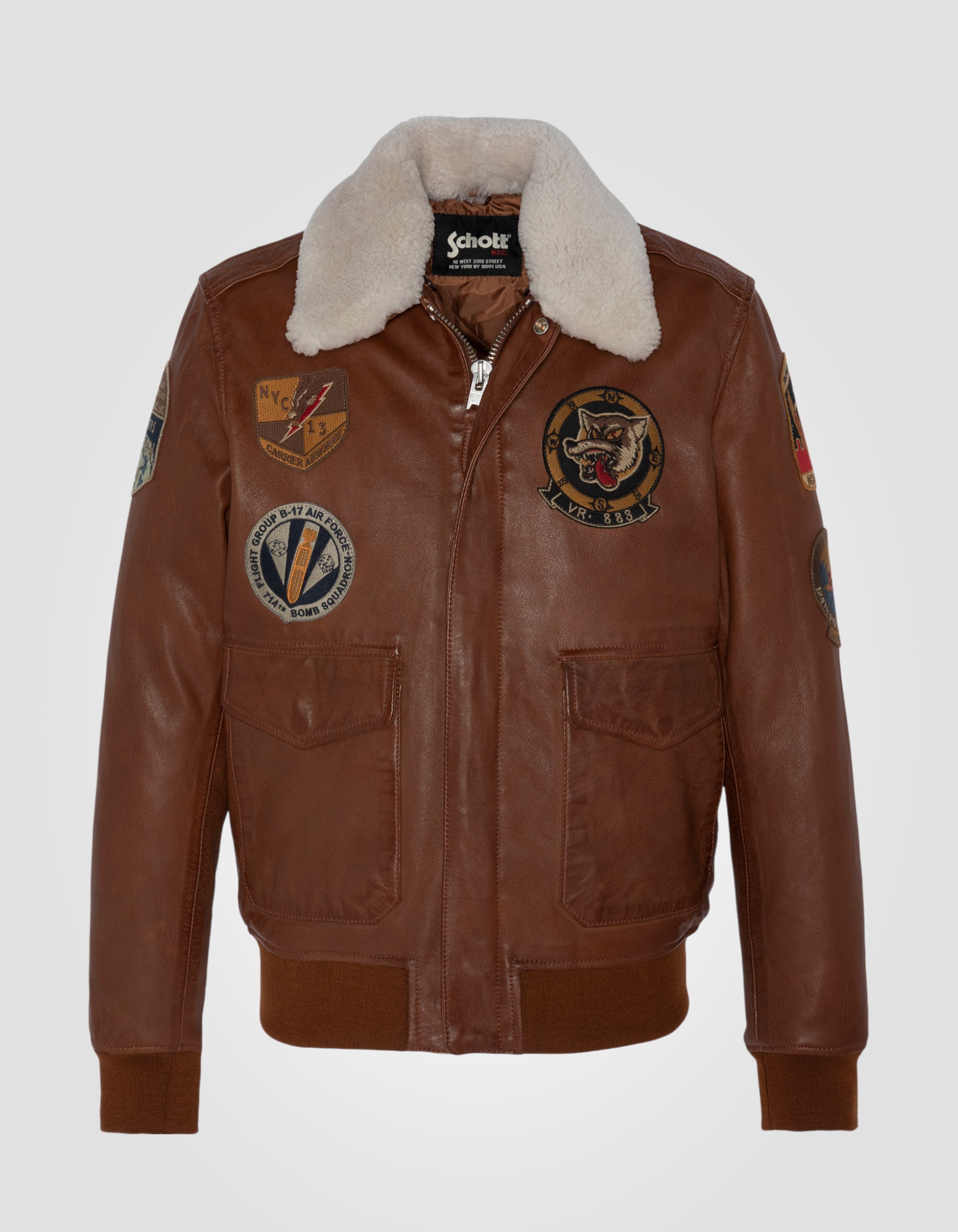 Patched flight jacket, lambskin leather-2