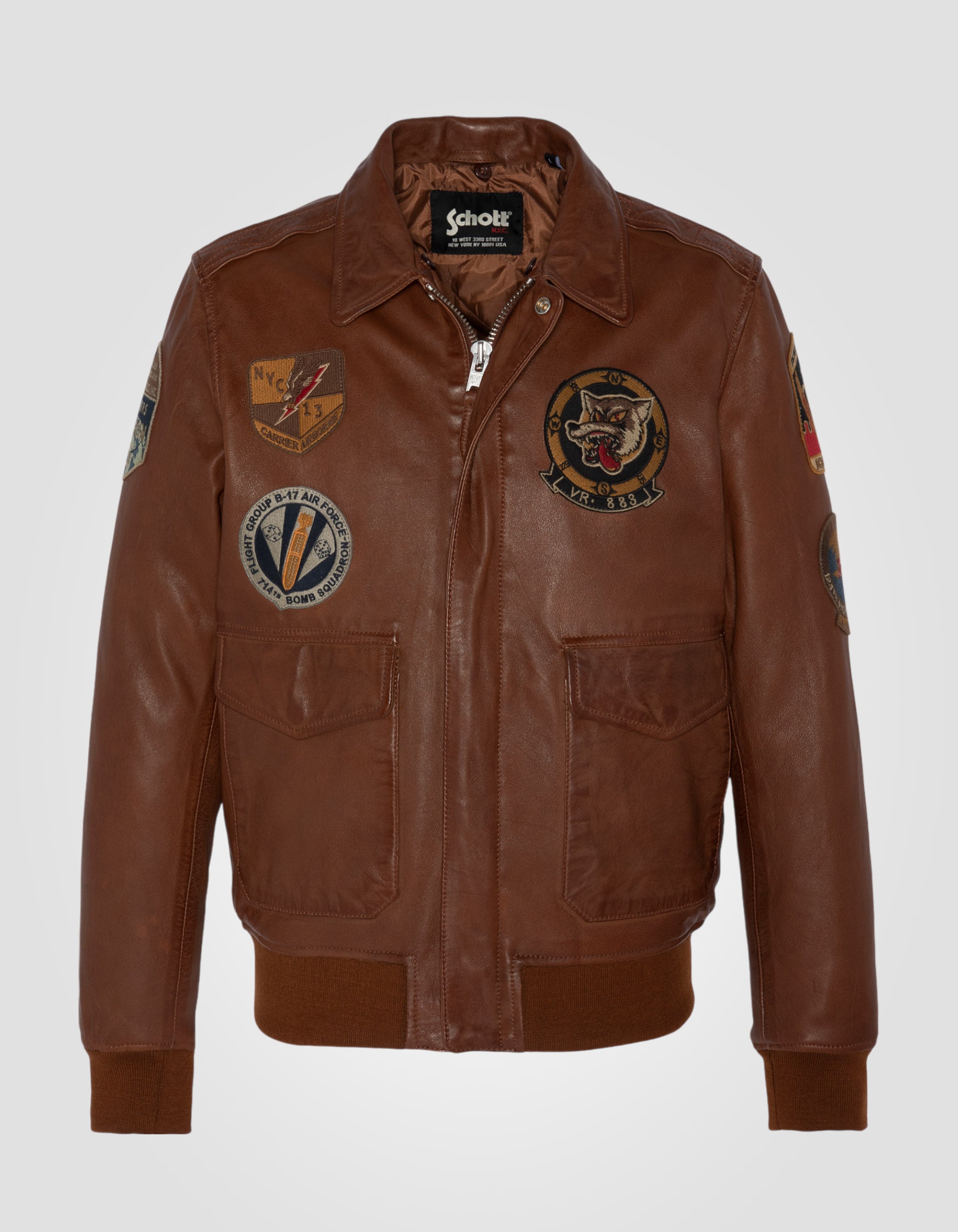 Patched flight jacket, lambskin leather-7