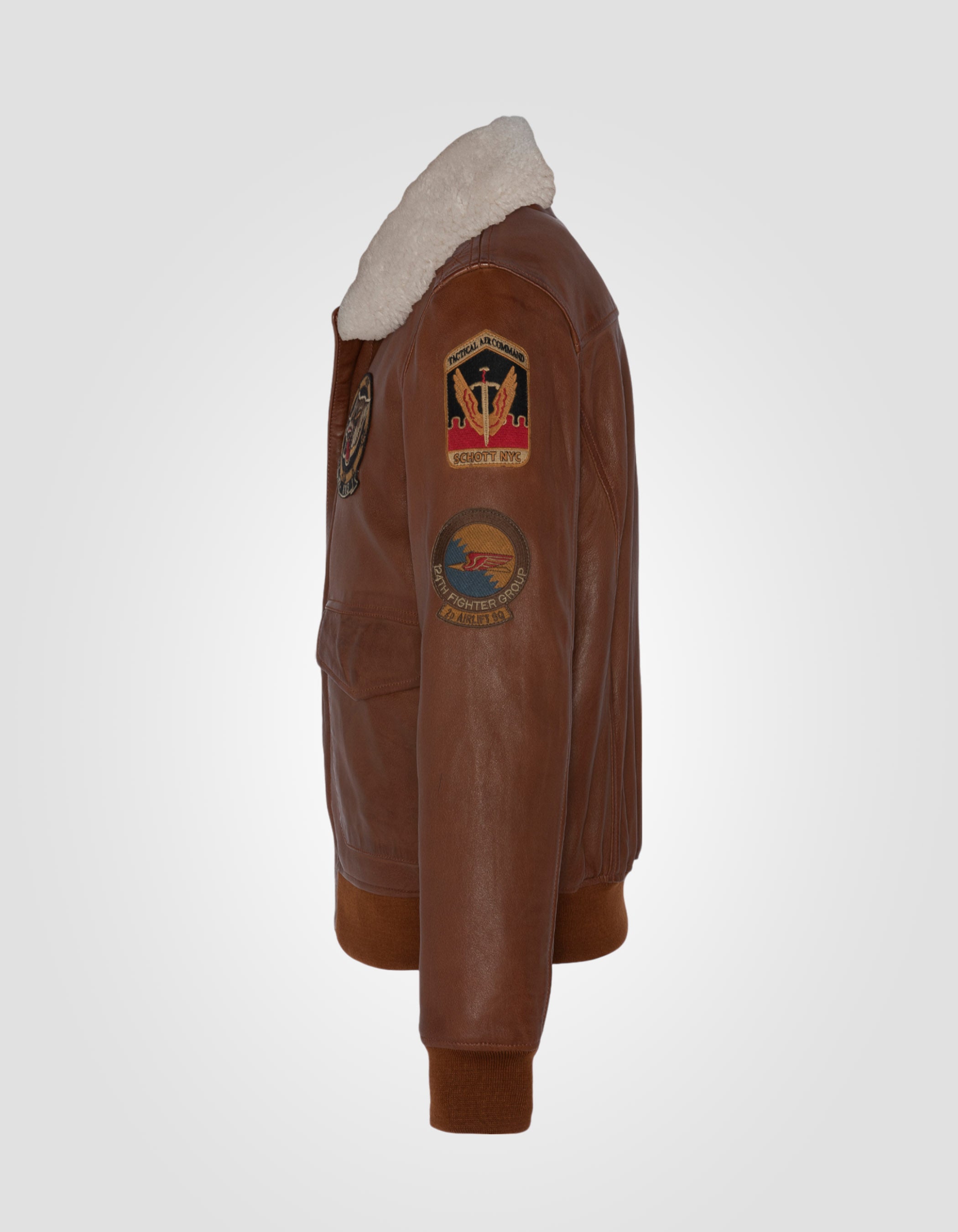 Patched flight jacket, lambskin leather-9