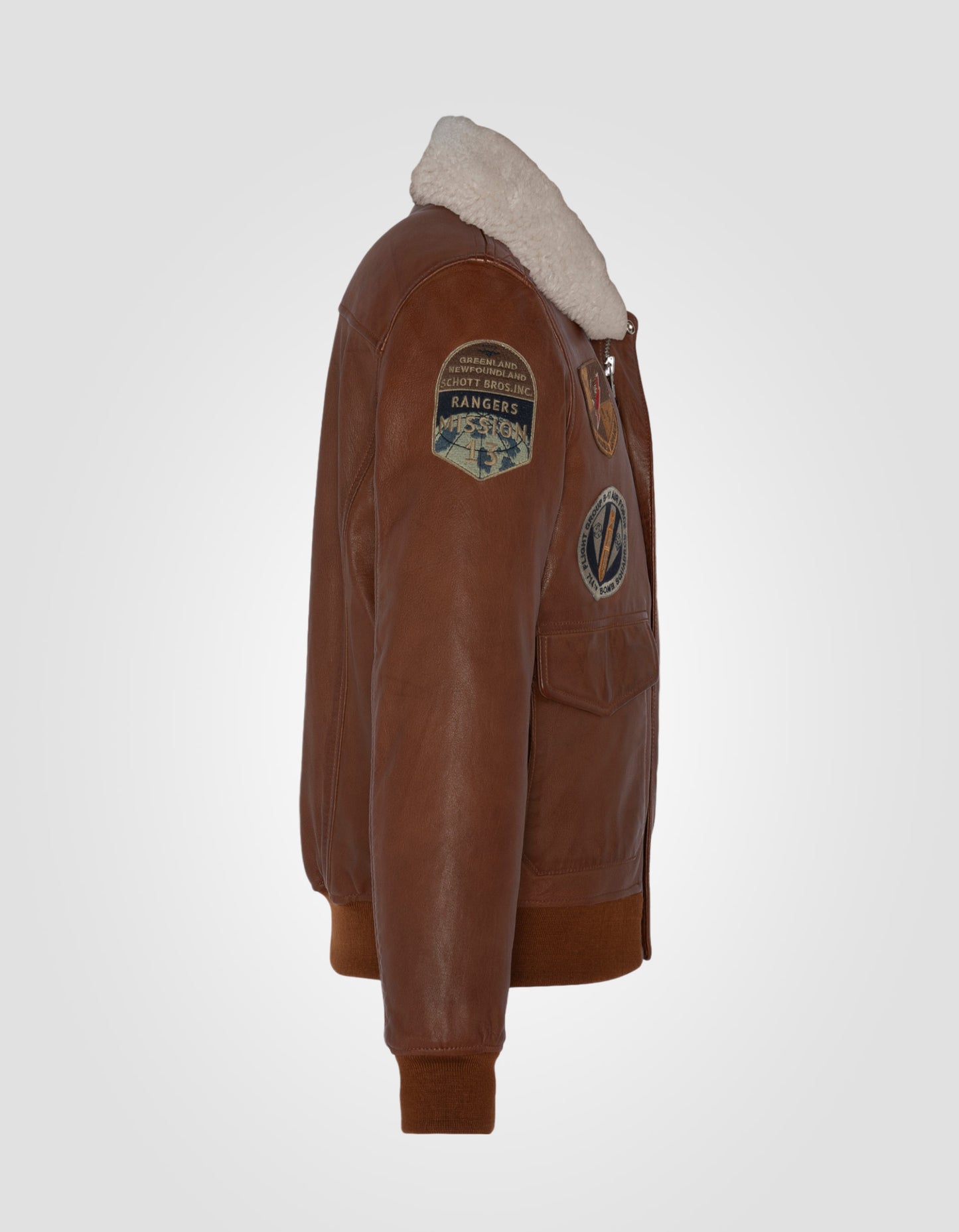 Blouson pilote badgé, cuir d'agneau