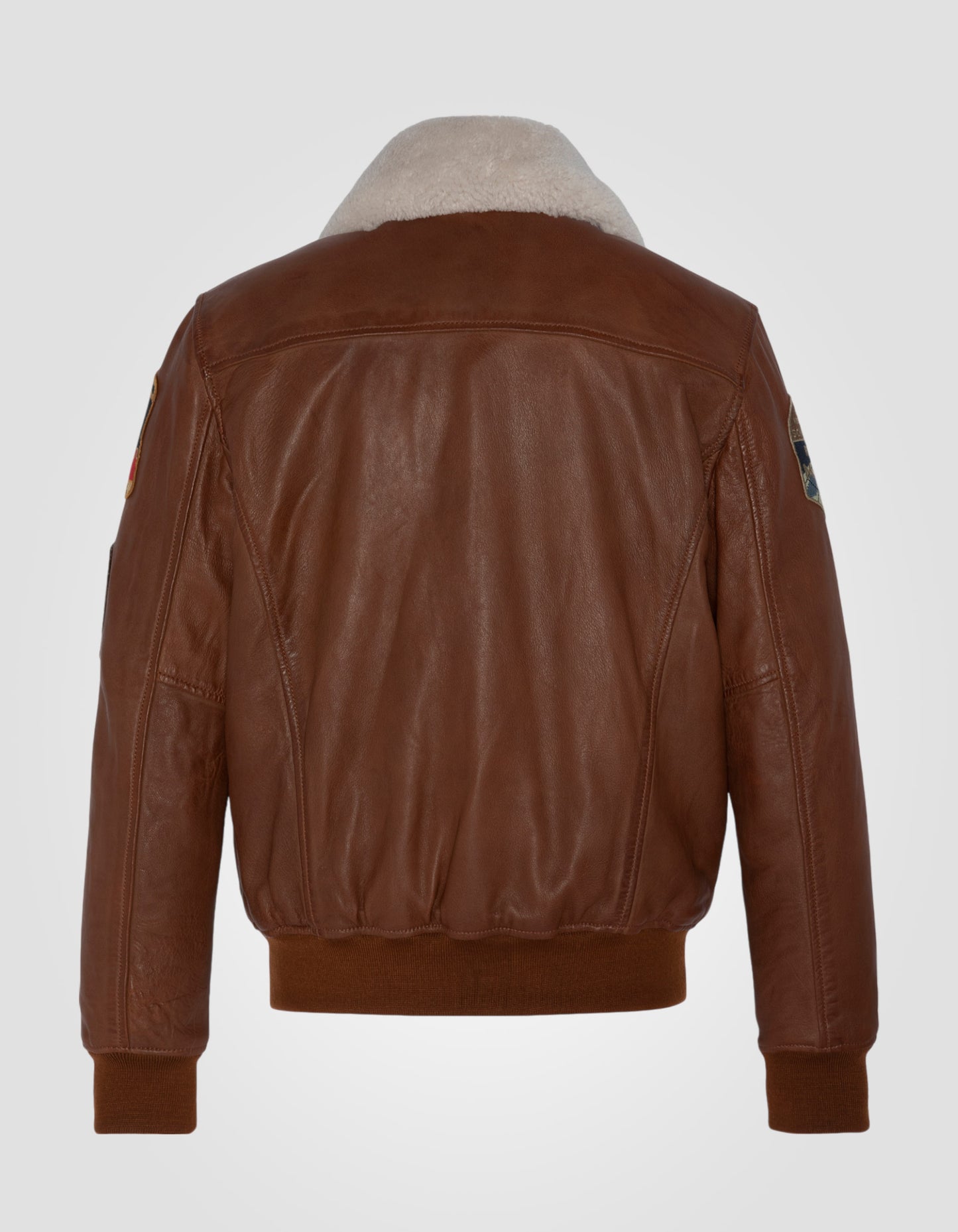 Blouson pilote badgé, cuir d'agneau